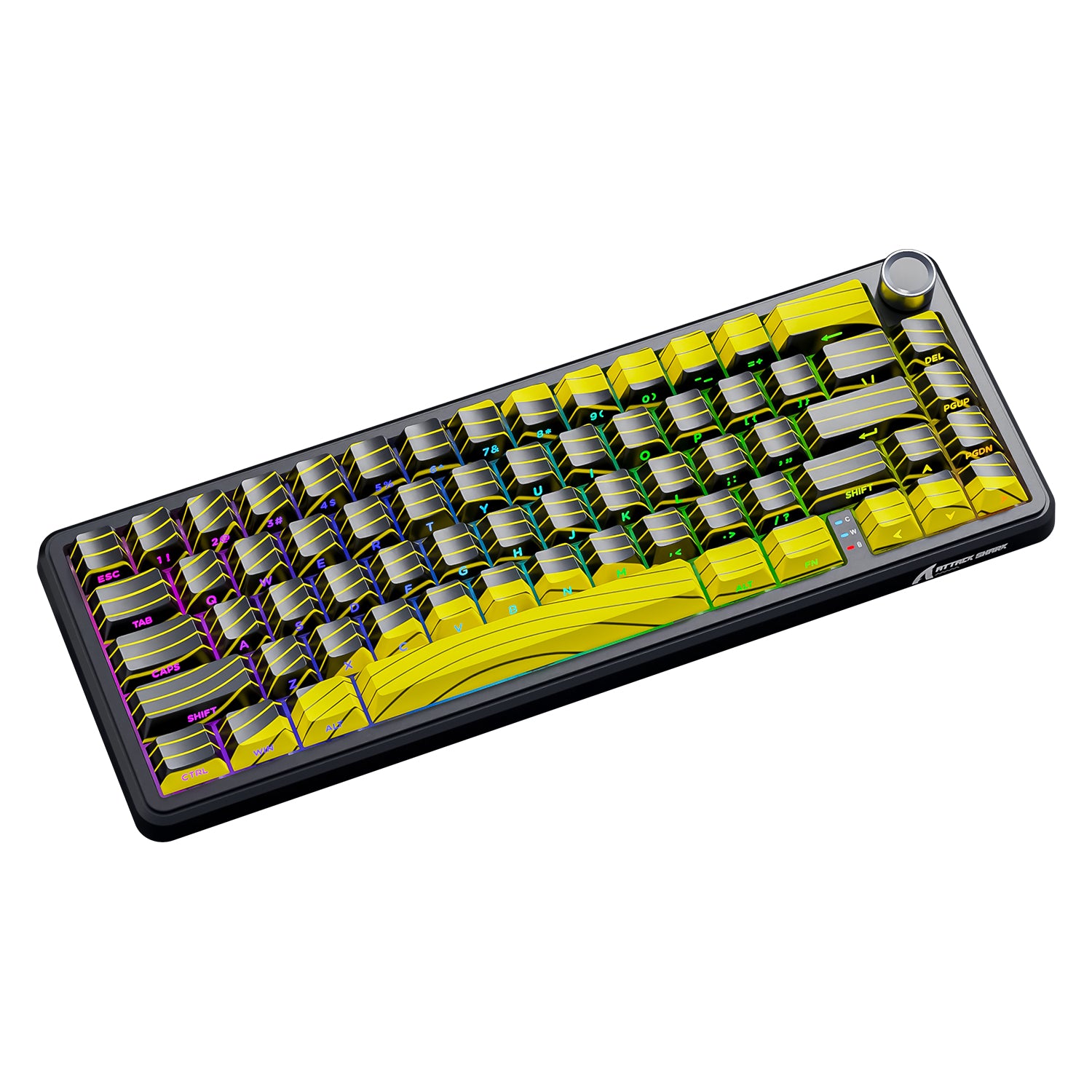 ATTACK SHARK X65PRO HE keyboard with yellow and black contour