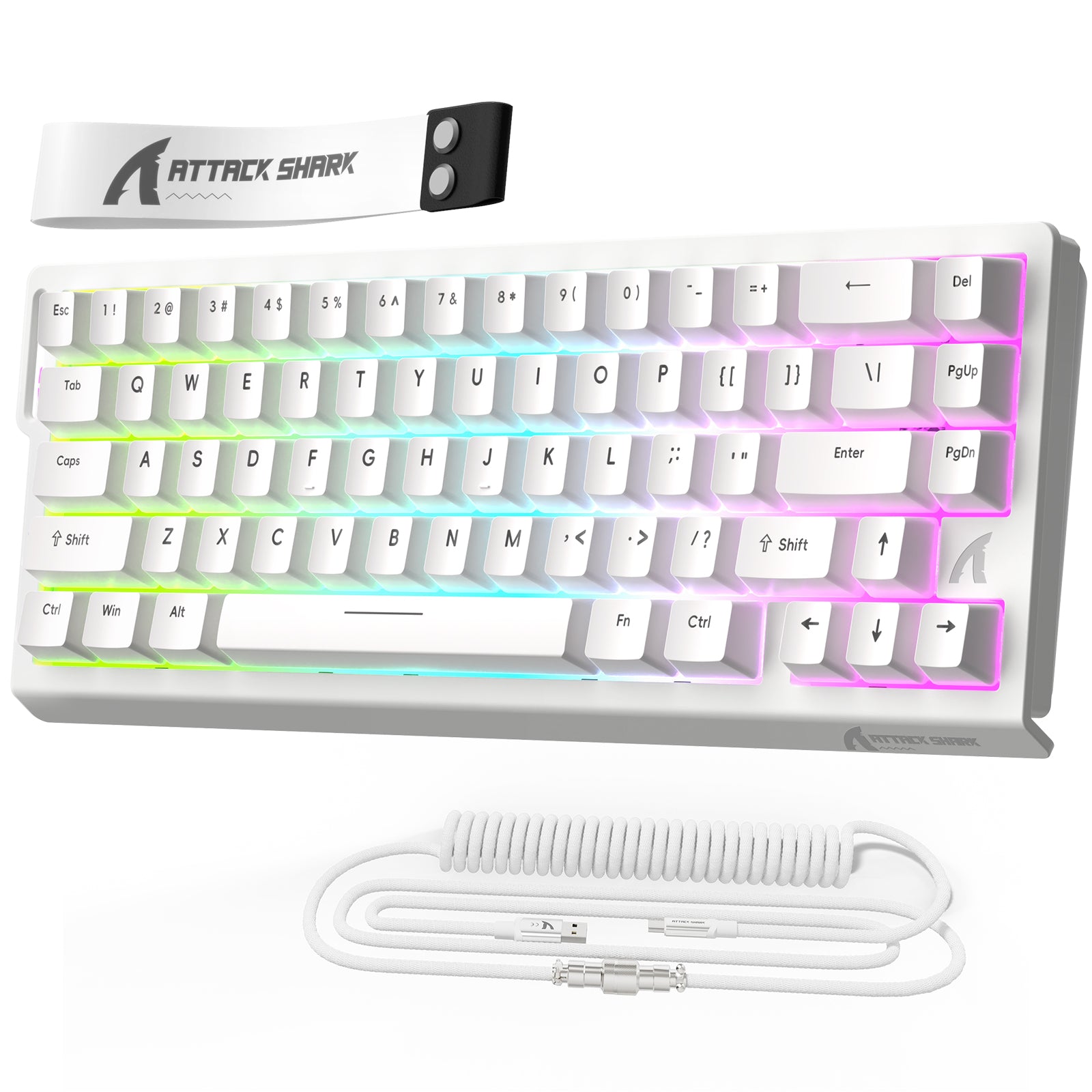 ATTACK SHARK X68 HE Rapid Trigger Keyboard Magnetic Switch with C01PRO Coiled Cable