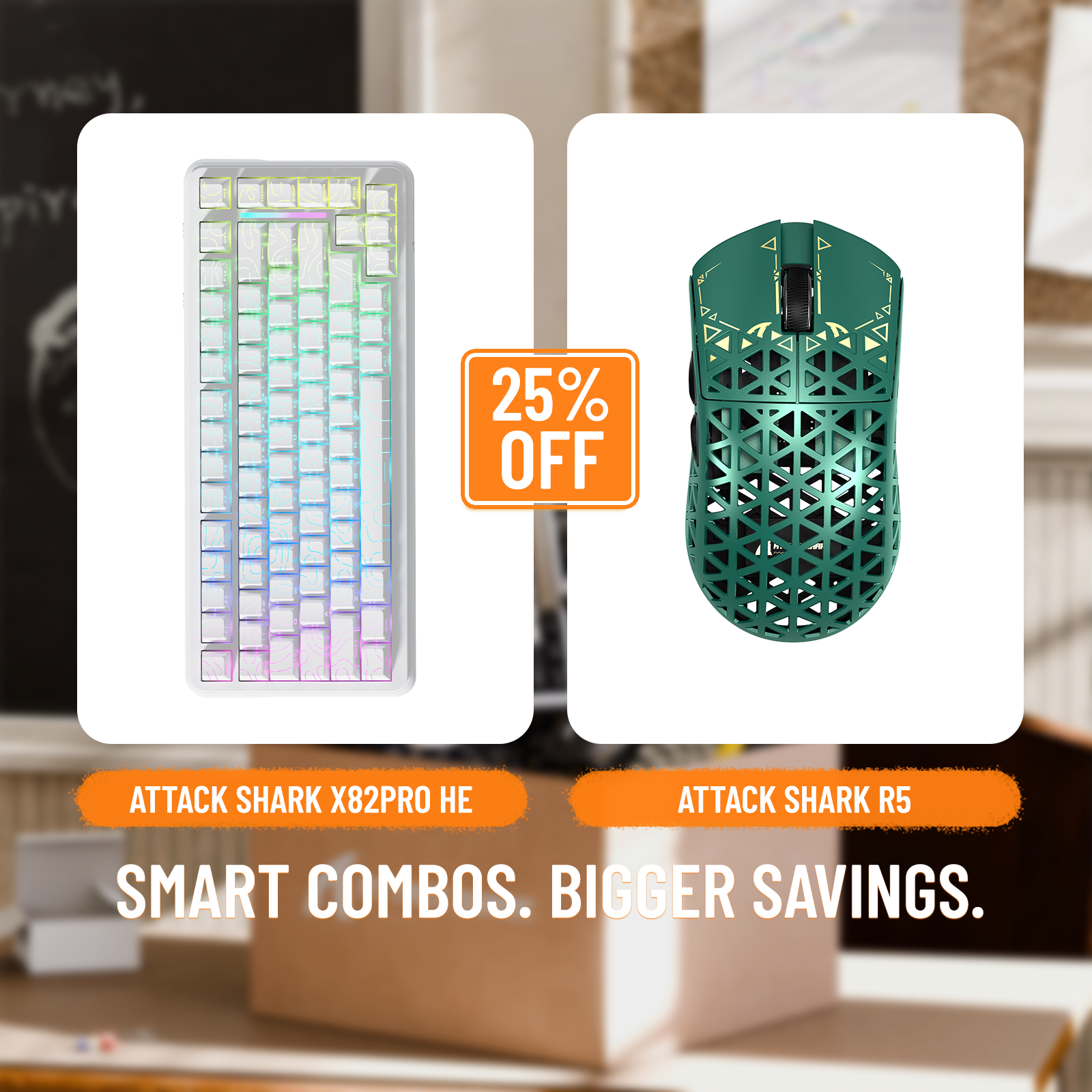 ATTACK SHARK X82PRO HE Rapid Trigger Keyboard + R5 Carbon Fiber Wireless Gaming Mouse Bundle