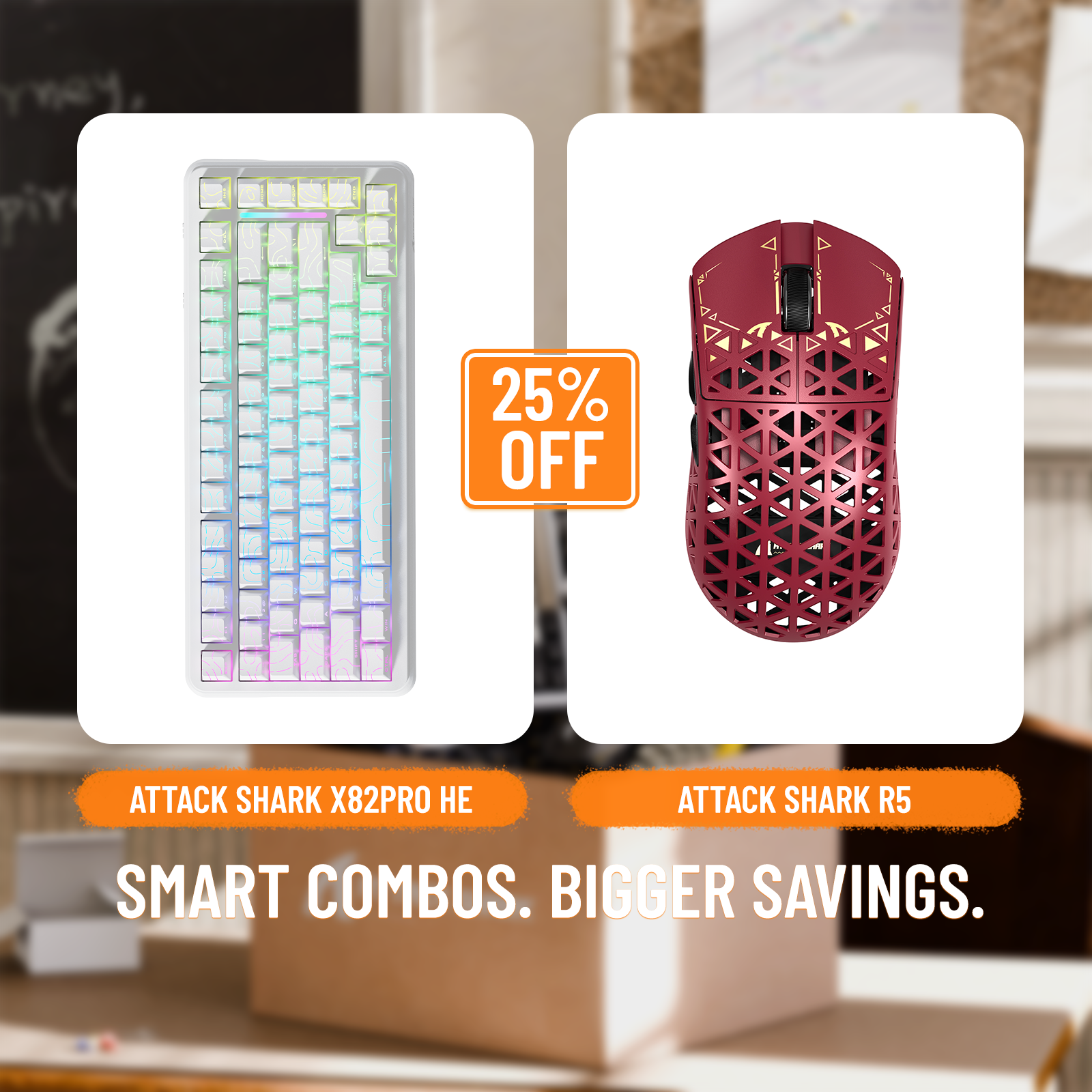 ATTACK SHARK X82PRO HE Rapid Trigger Keyboard + R5 Carbon Fiber Wireless Gaming Mouse Bundle