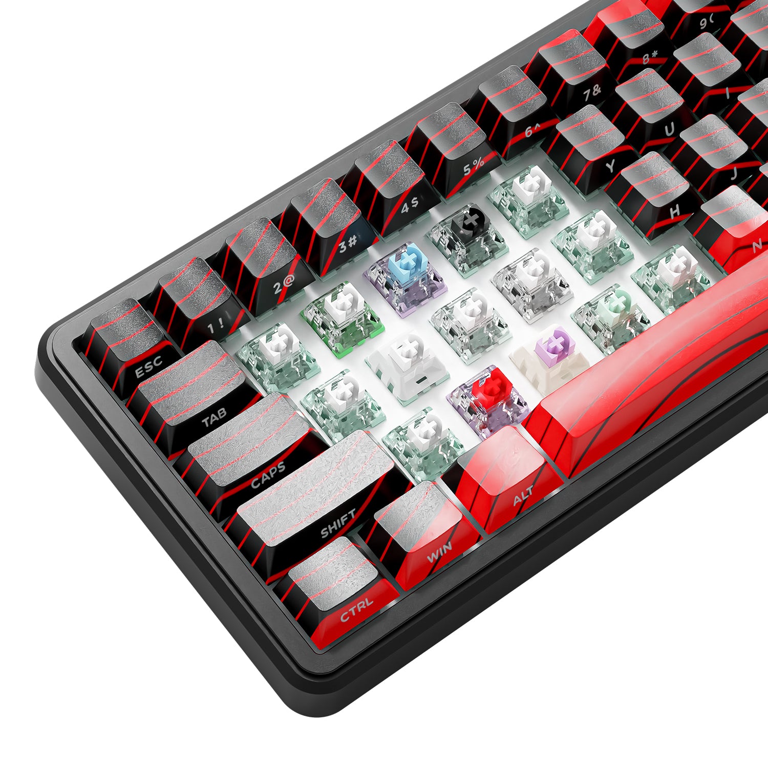 ATTACK SHARK X65 Pro keyboard detail: Keycaps and switches