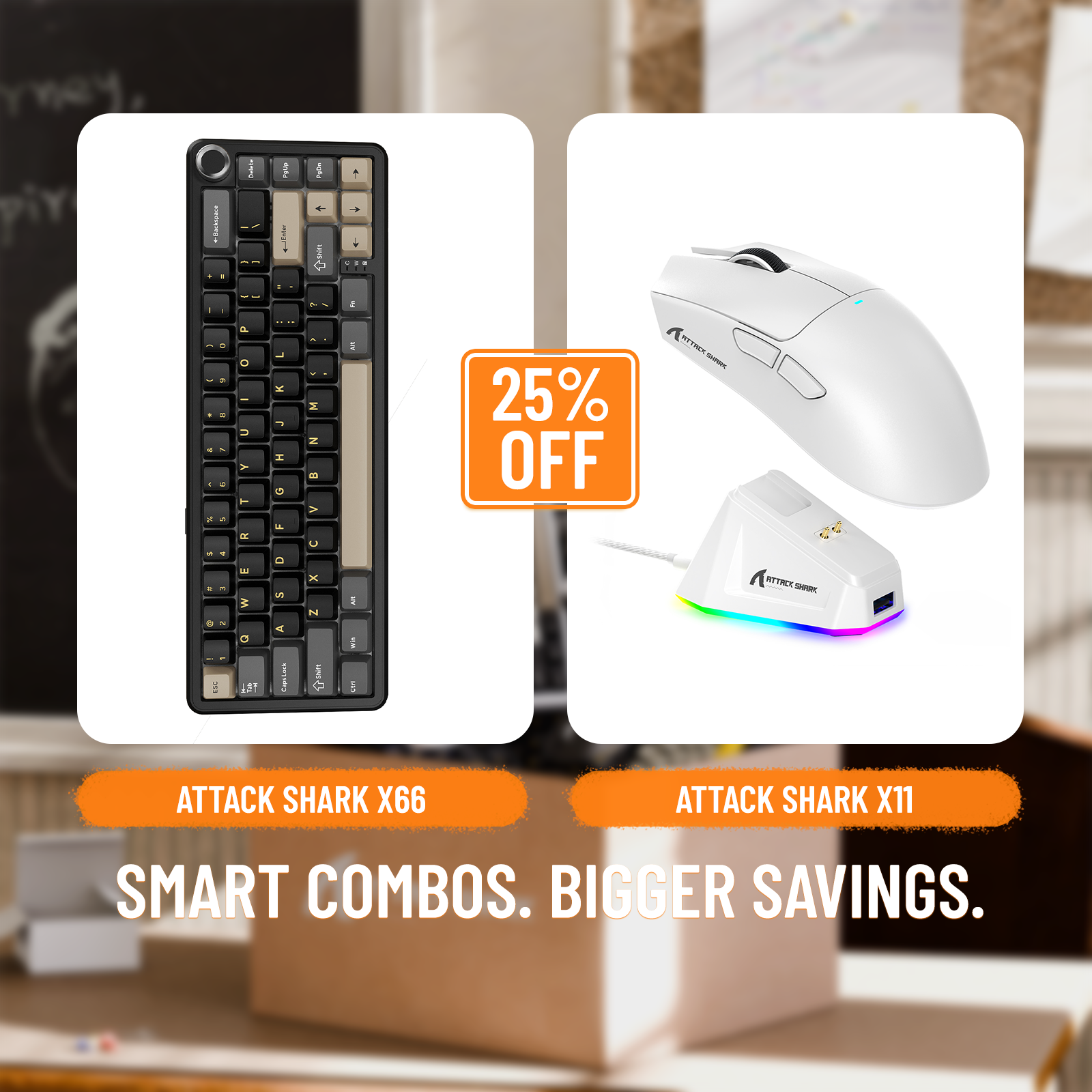 ATTACK SHARK X66 Wireless Mechanical Keyboard + X11 Wireless Gaming Mouse