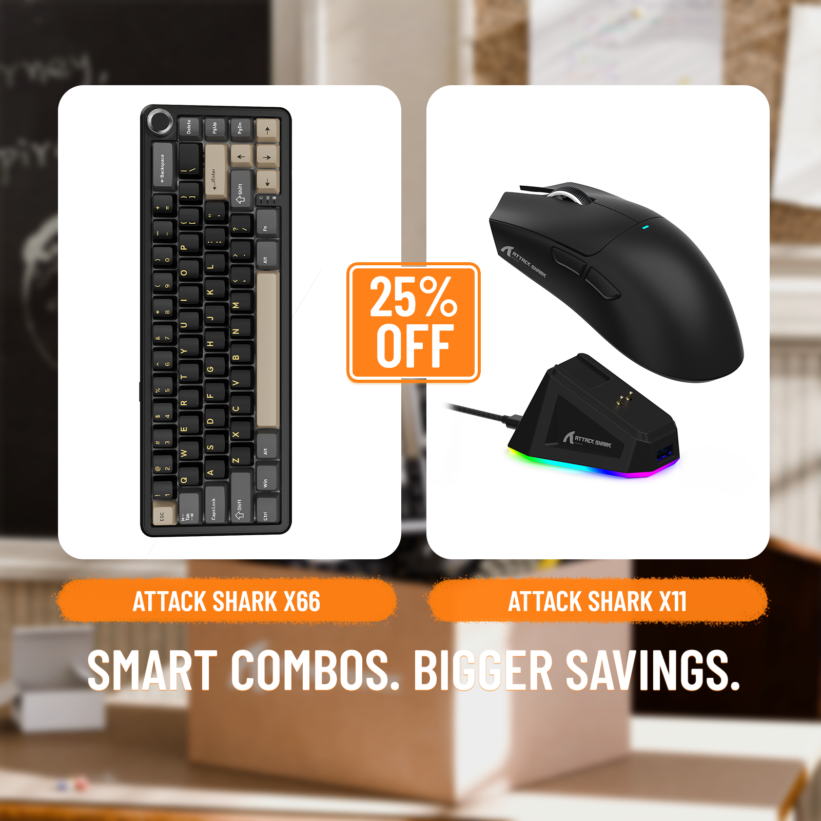 ATTACK SHARK X66 Wireless Mechanical Keyboard + X11 Wireless Gaming Mouse
