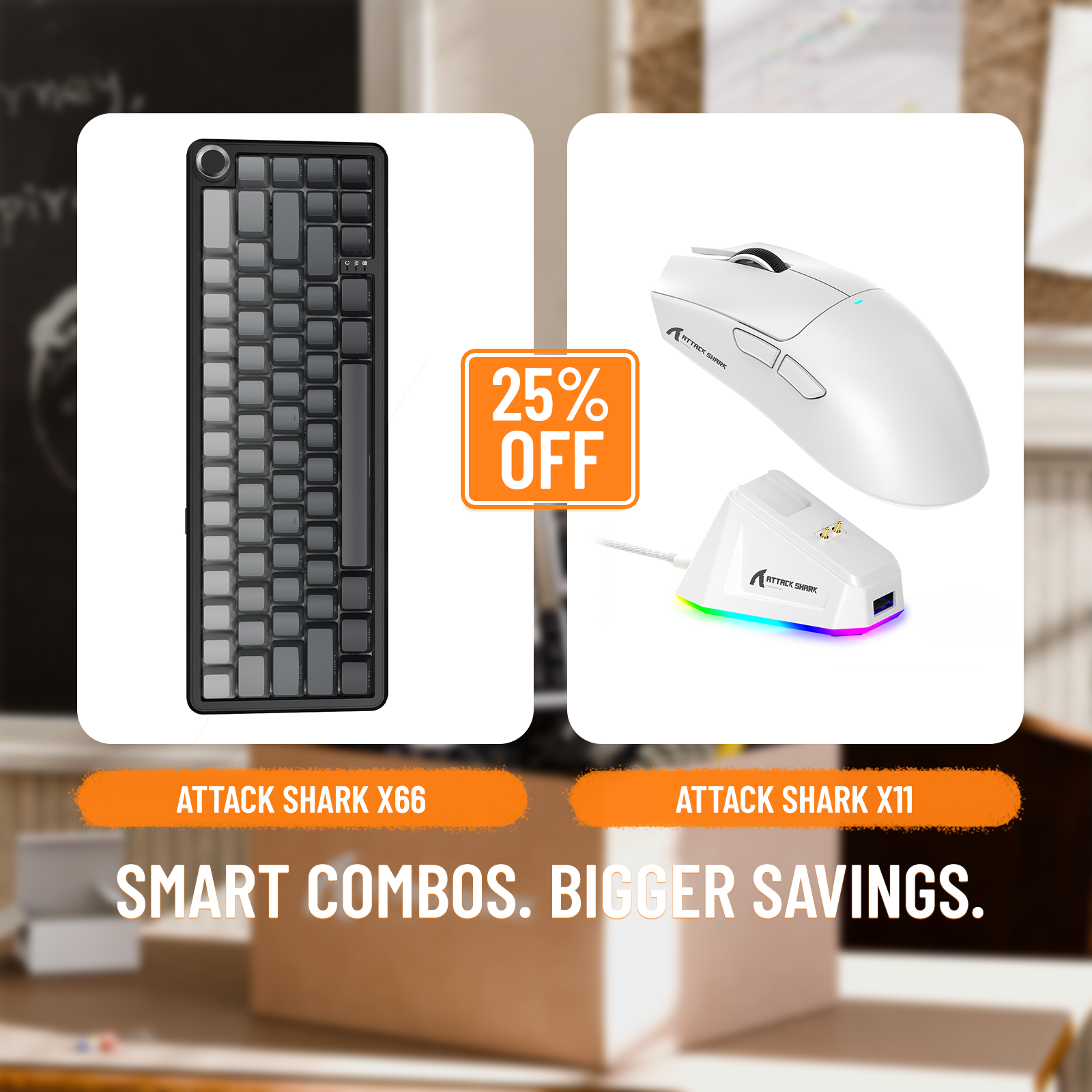ATTACK SHARK X66 Wireless Mechanical Keyboard + X11 Wireless Gaming Mouse