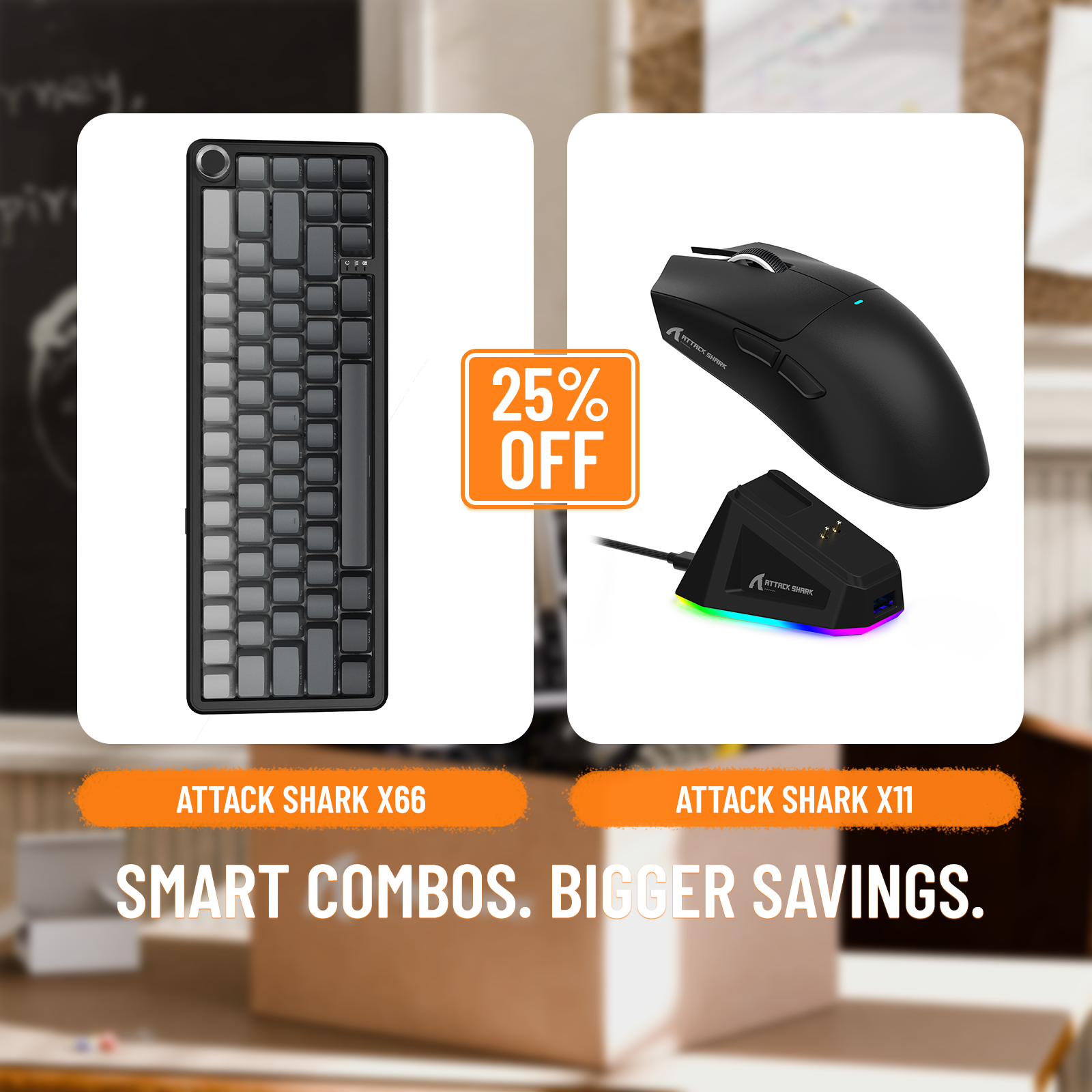 ATTACK SHARK X66 Wireless Mechanical Keyboard + X11 Wireless Gaming Mouse