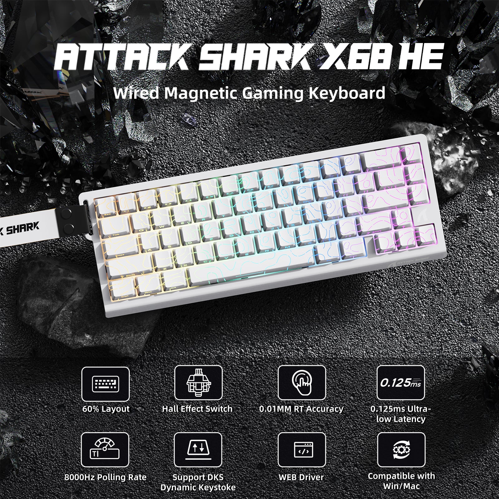 ATTACK SHARK X68HE Magnetic Keyboard With X3 Gaming Mouse Set