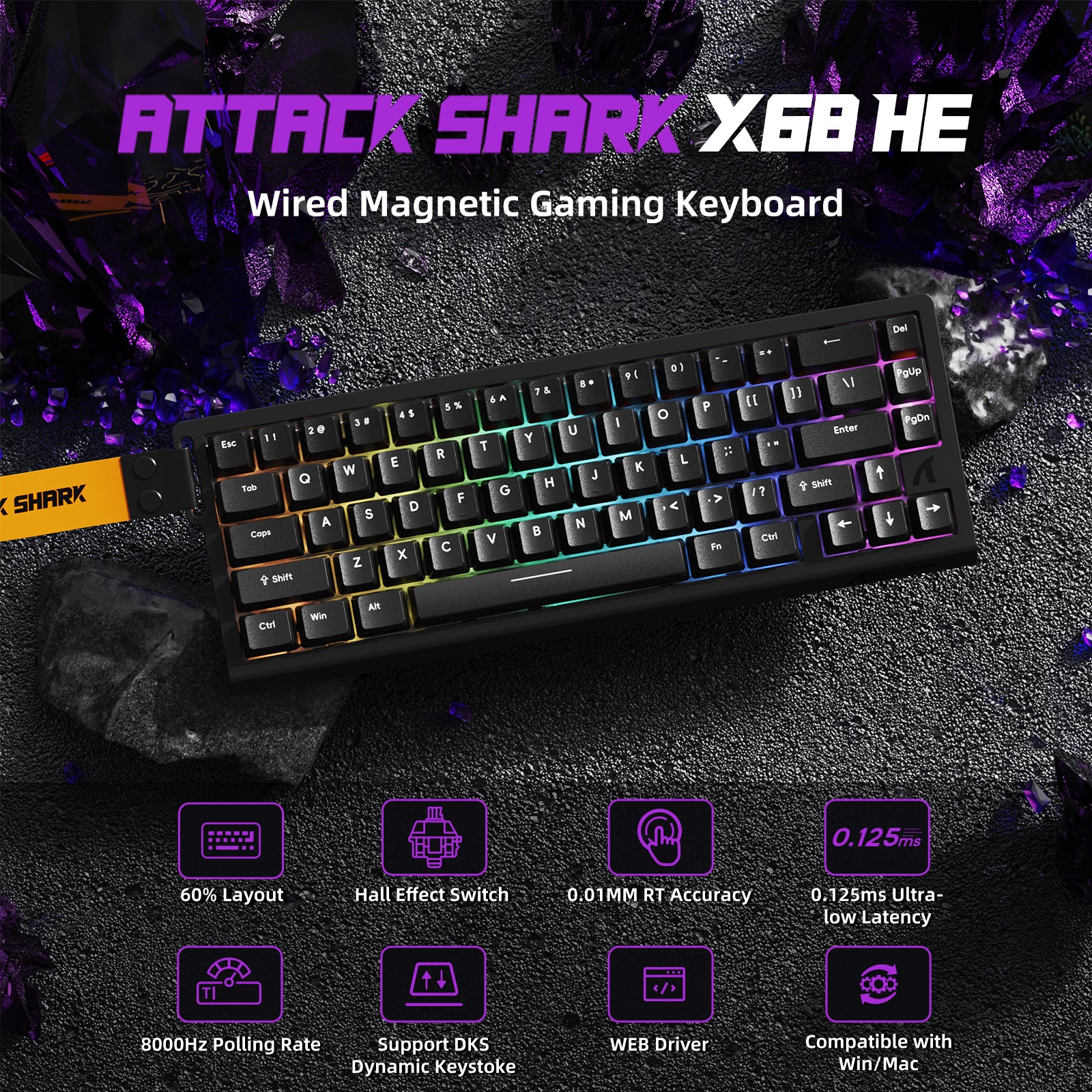 ATTACK SHARK X68HE Magnetic Keyboard With X3 Gaming Mouse Set