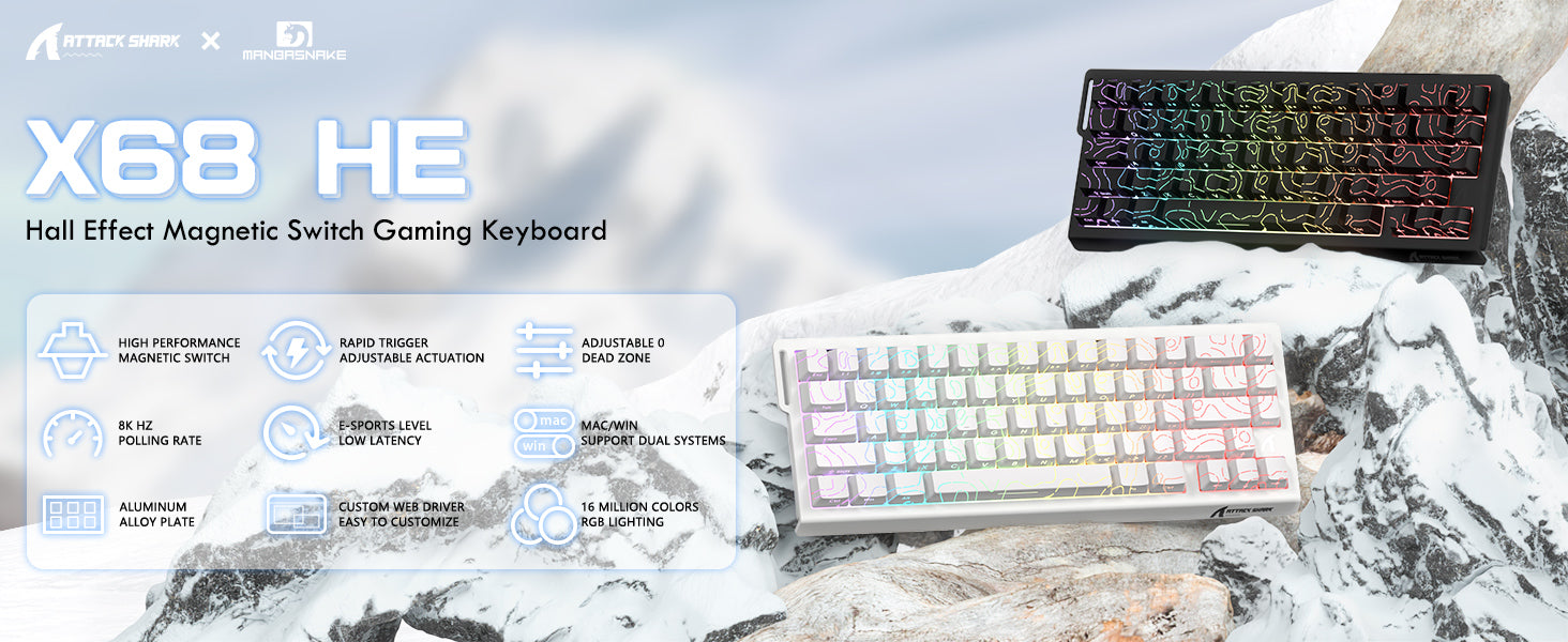 ATTACK SHARK X68HE Magnetic Keyboard With X3 Gaming Mouse Set
