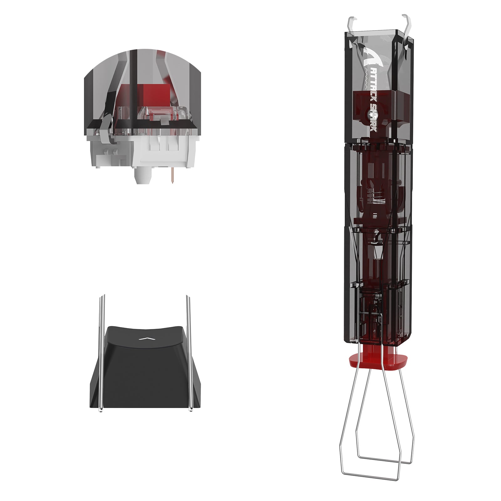 ATTACK SHARK KS01 Keycap & Switch Puller, keycap, switch removal tool, transparent design.