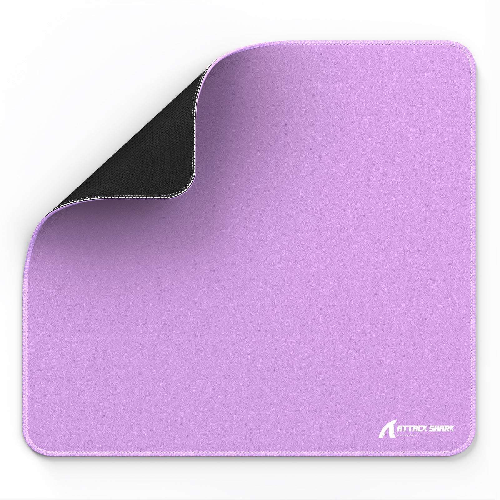 ATTACK SHARK CM02 Esports Mousepad in lavender, stitched edges, black non-slip base, esports gaming accessory.