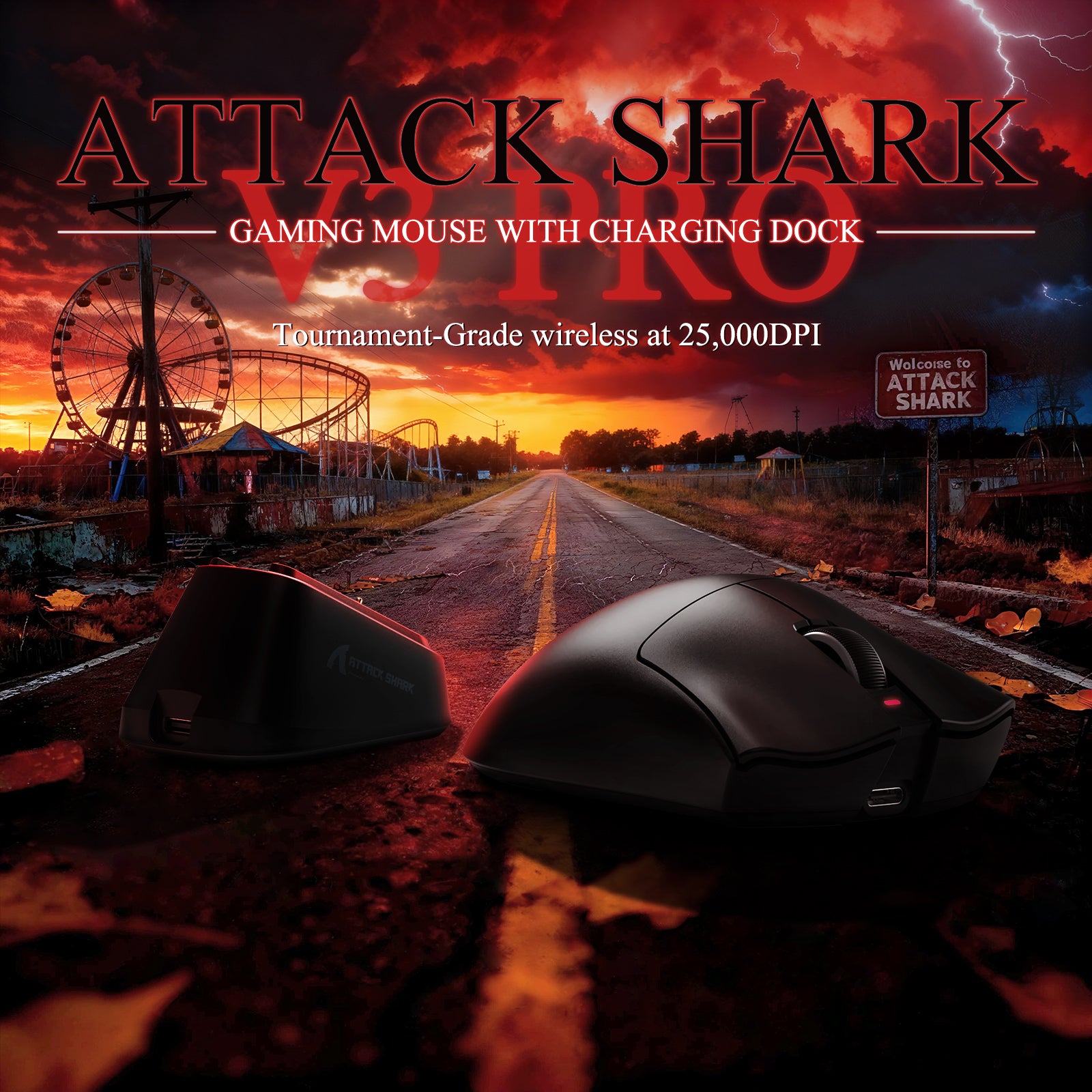 ATTACK SHARK V3PRO Ultra-Light Tri-Mode Gaming Mouse with Charging Dock