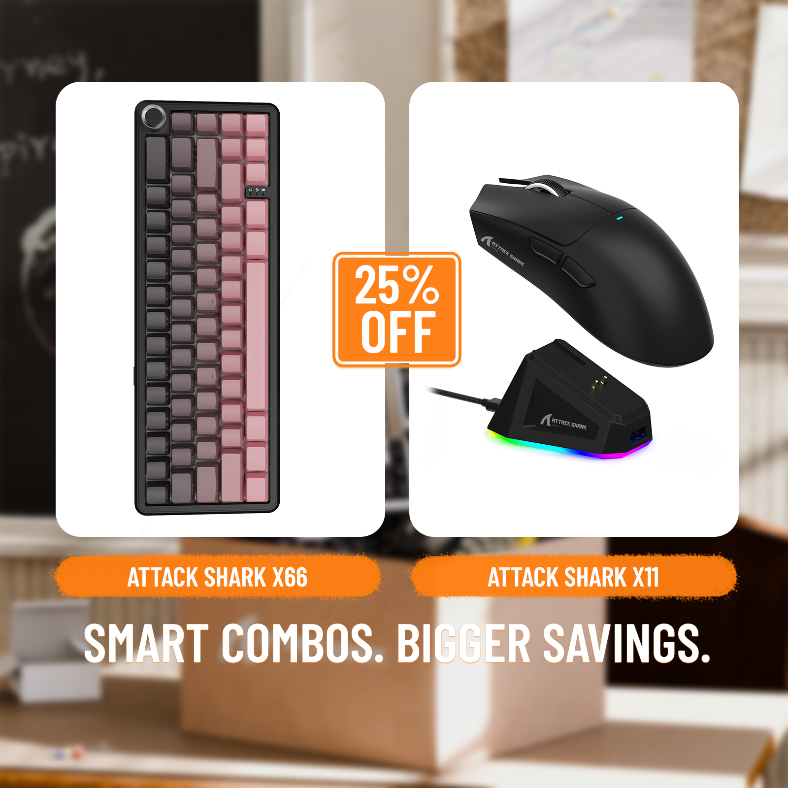 ATTACK SHARK X66 Wireless Mechanical Keyboard + X11 Wireless Gaming Mouse
