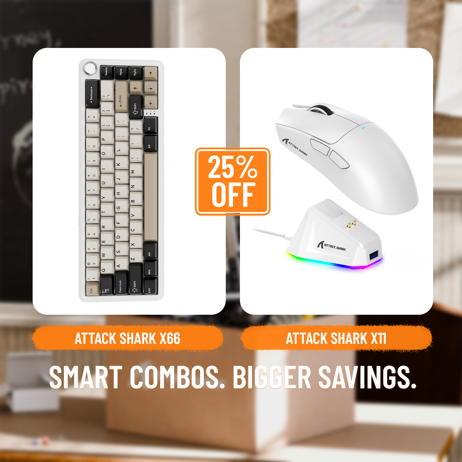 ATTACK SHARK X66 Wireless Mechanical Keyboard + X11 Wireless Gaming Mouse