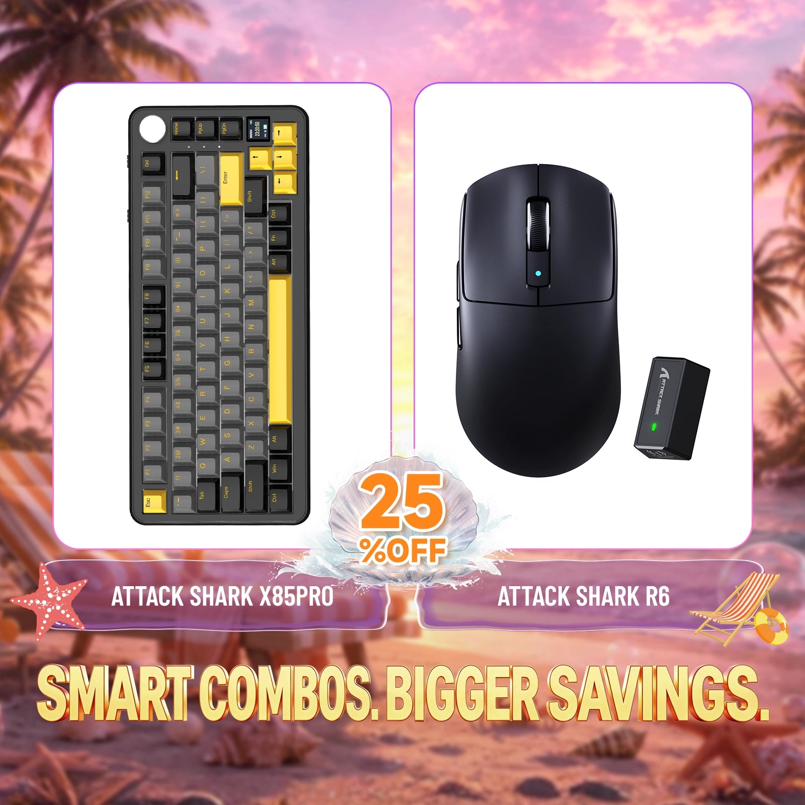 ATTACK SHARK X85PRO Tri-mode Gasket Mechanical Keyboard + R6 Wireless Gaming Mouse Bundle