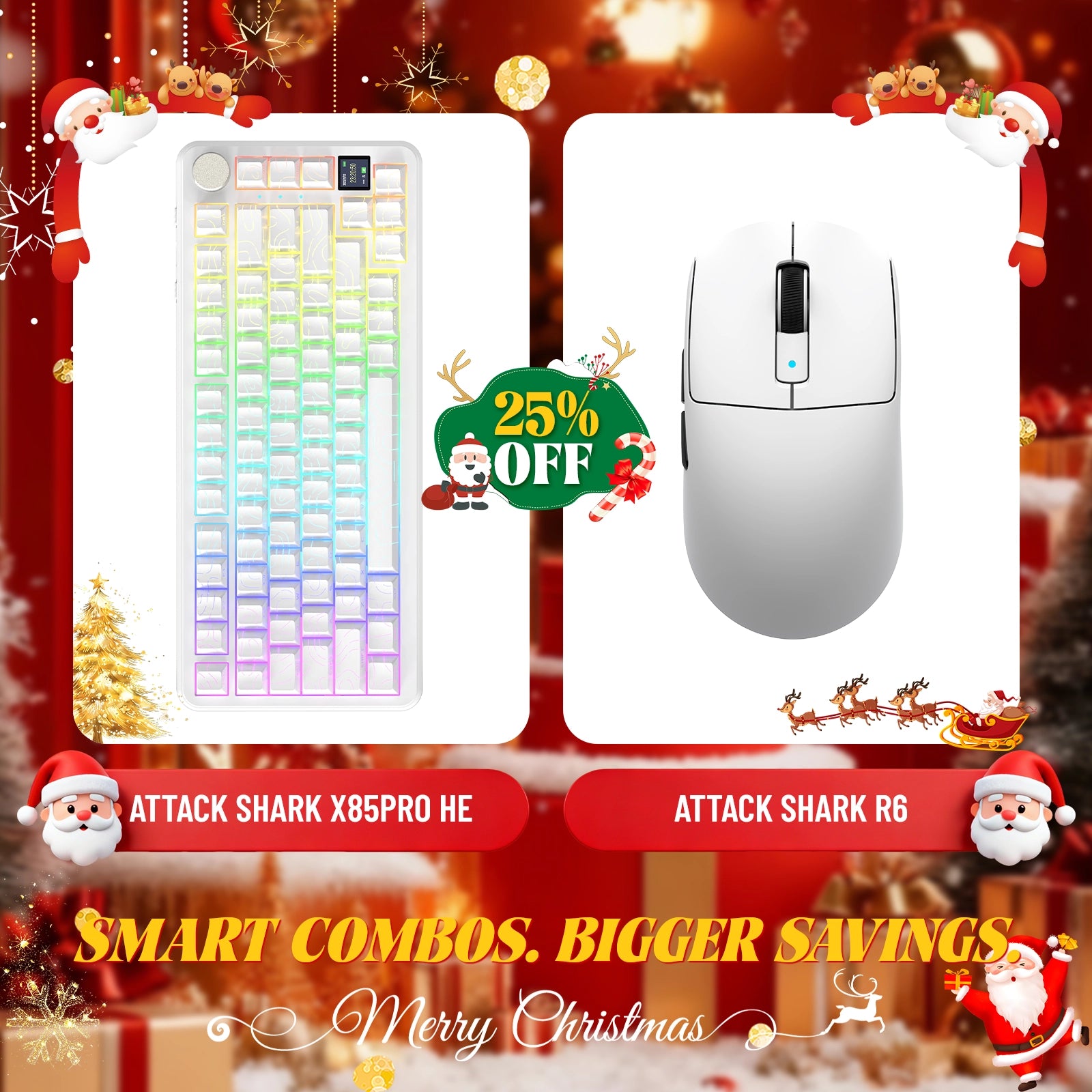 ATTACK SHARK X85PRO Tri-mode Gasket Mechanical Keyboard + R6 Wireless Gaming Mouse Bundle
