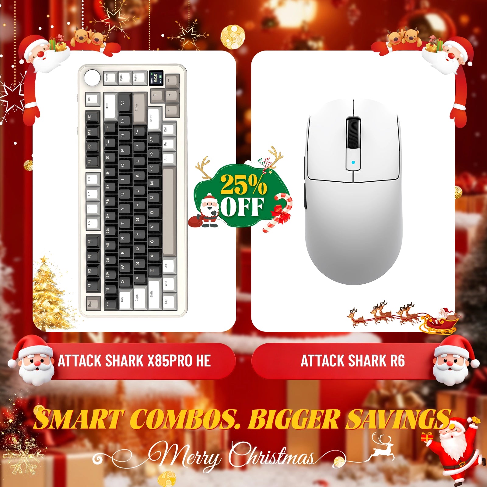 ATTACK SHARK X85PRO Tri-mode Gasket Mechanical Keyboard + R6 Wireless Gaming Mouse Bundle