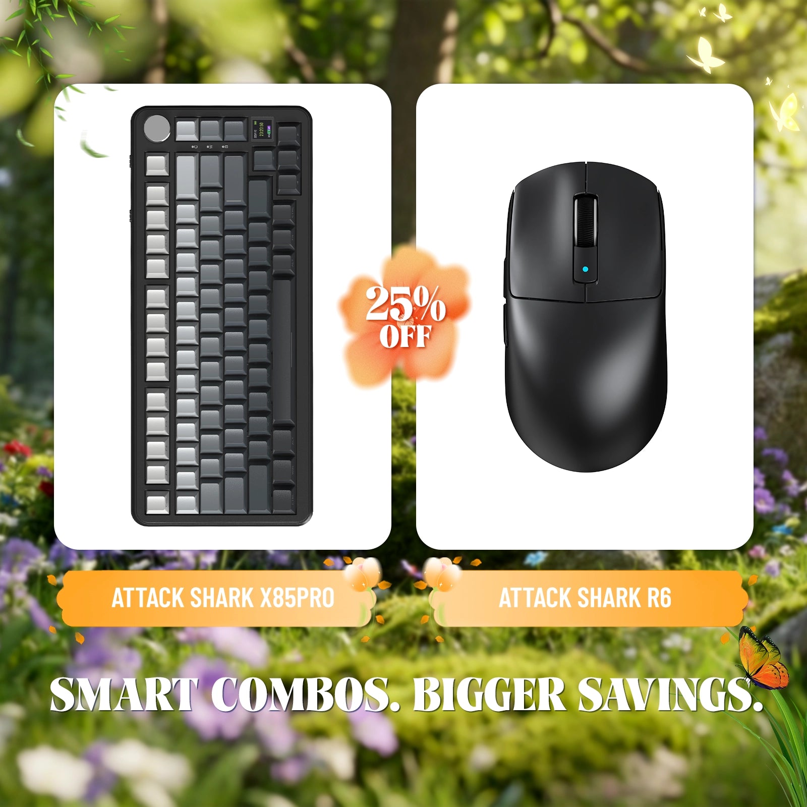 ATTACK SHARK X85PRO Tri-mode Gasket Mechanical Keyboard + R6 Wireless Gaming Mouse Bundle