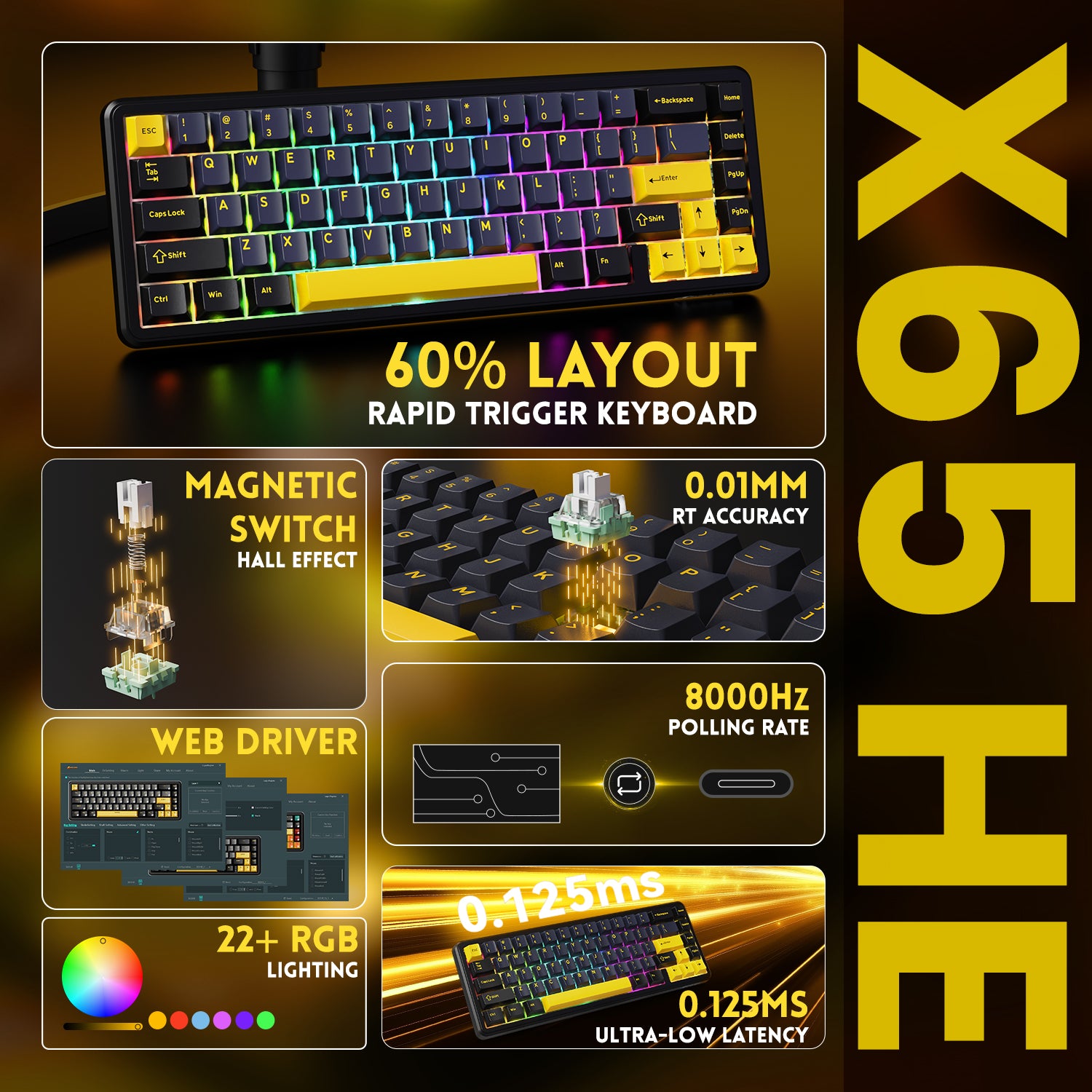 Attack Shark X65 HE Gaming Keyboard - 60% Layout, Rapid Trigger