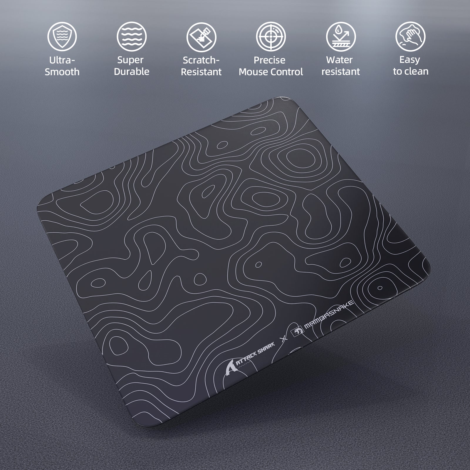ATTACK SHARK CM05 gaming mouse pad with topographic design
