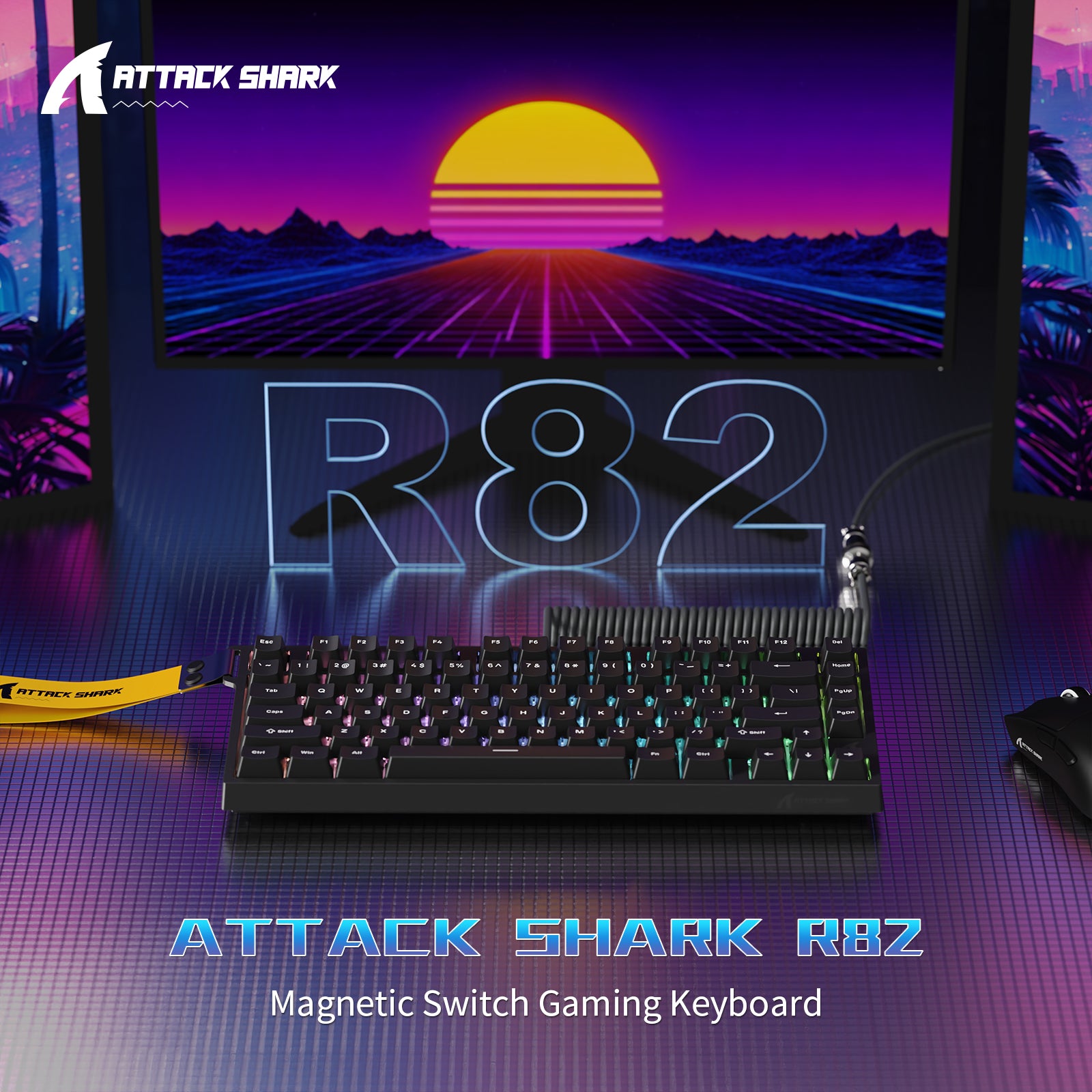 ATTACK SHARK R82 HE Wired 75% Gaming Keyboard with C01ULTRA LED Cable