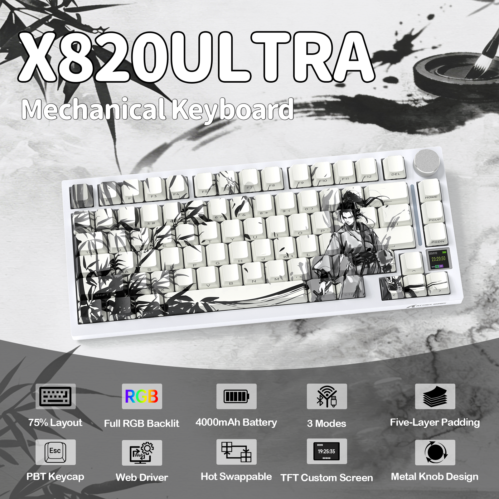 ATTACK SHARK X820Ultra Tri-mode Gasket Mechanical Keyboard
