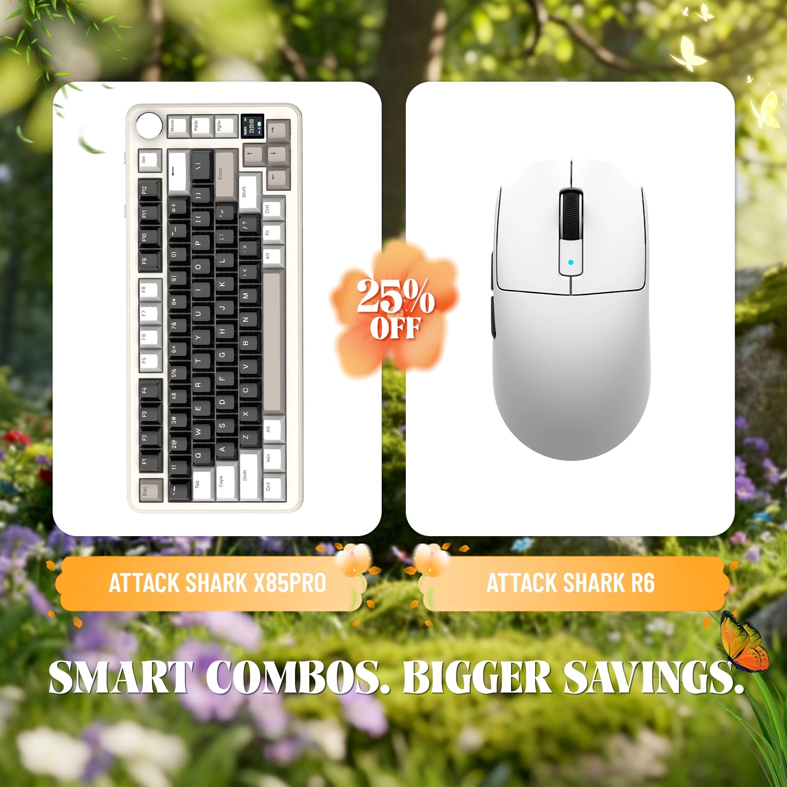 ATTACK SHARK X85PRO Tri-mode Gasket Mechanical Keyboard + R6 Wireless Gaming Mouse Bundle