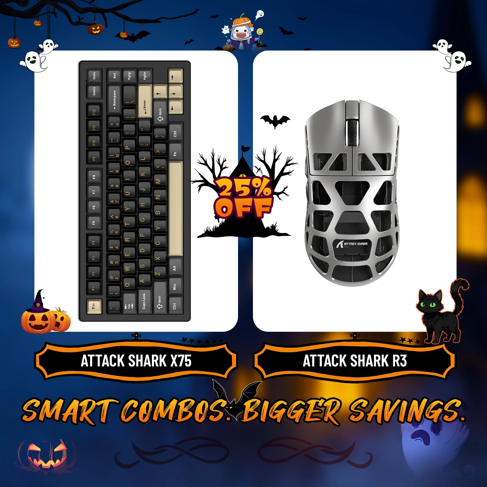 ATTACK SHARK X75 Full Aluminum Keyboard + R3 Magnesium Alloy Gaming Mouse Bundle