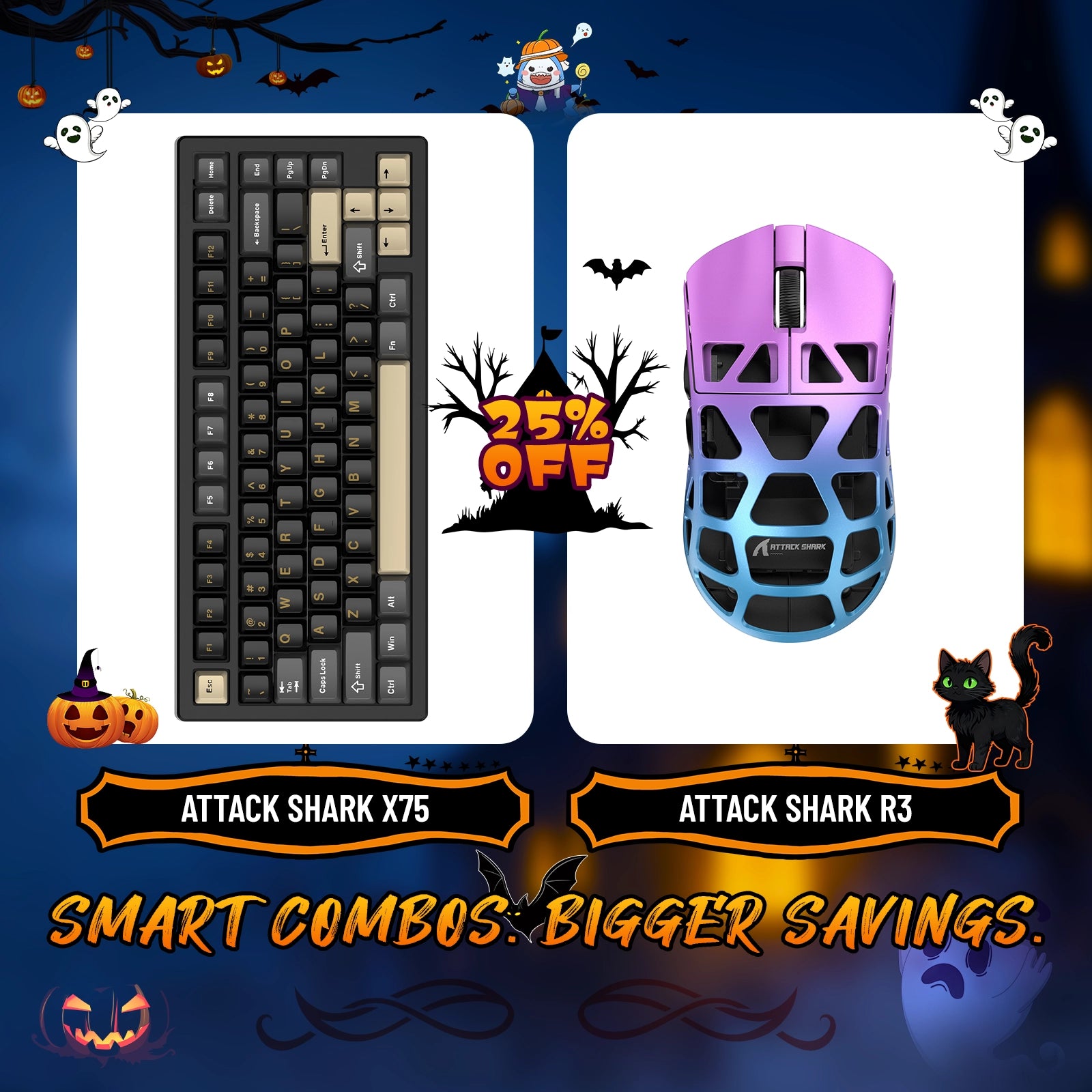 ATTACK SHARK X75 Full Aluminum Keyboard + R3 Magnesium Alloy Gaming Mouse Bundle