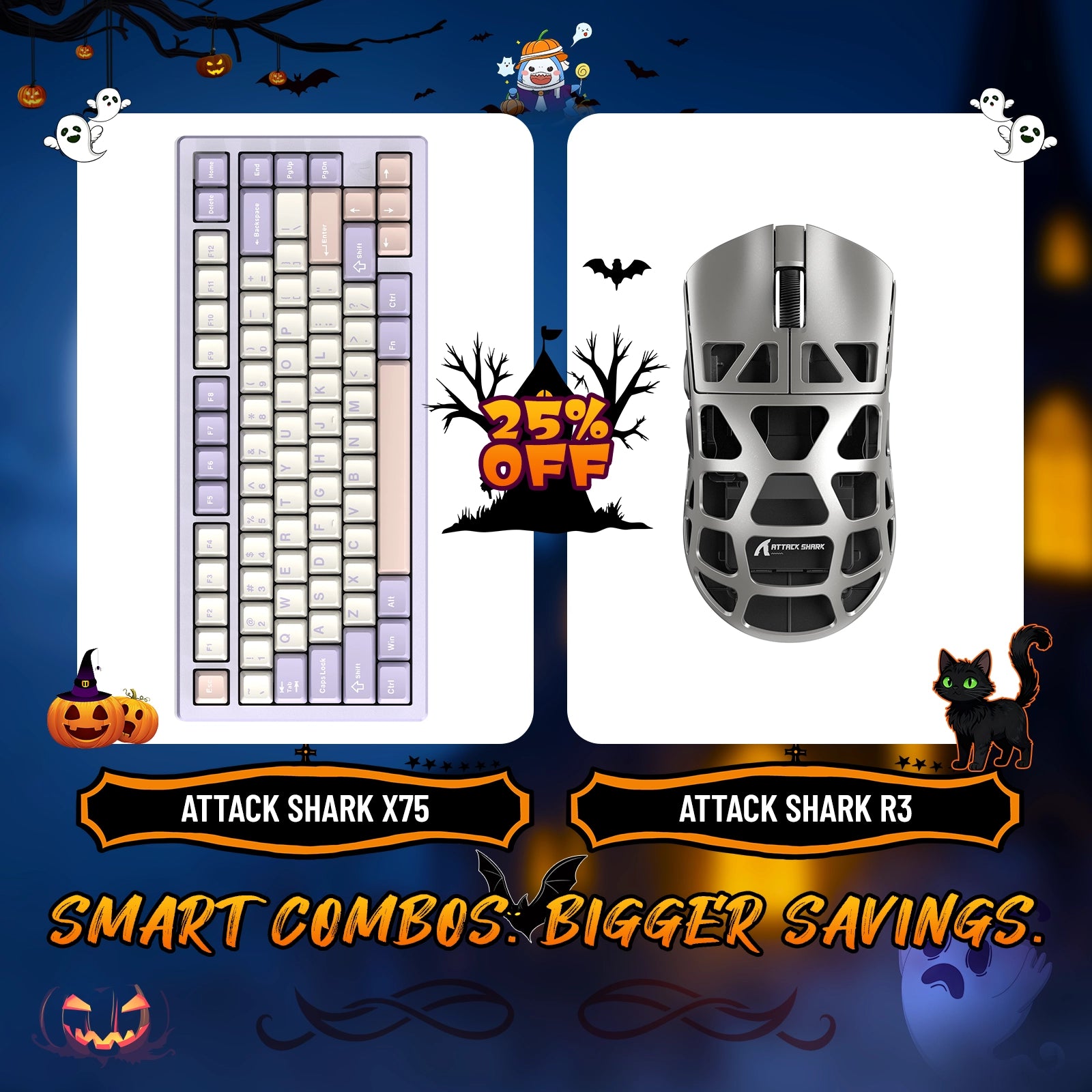 ATTACK SHARK X75 Full Aluminum Keyboard + R3 Magnesium Alloy Gaming Mouse Bundle