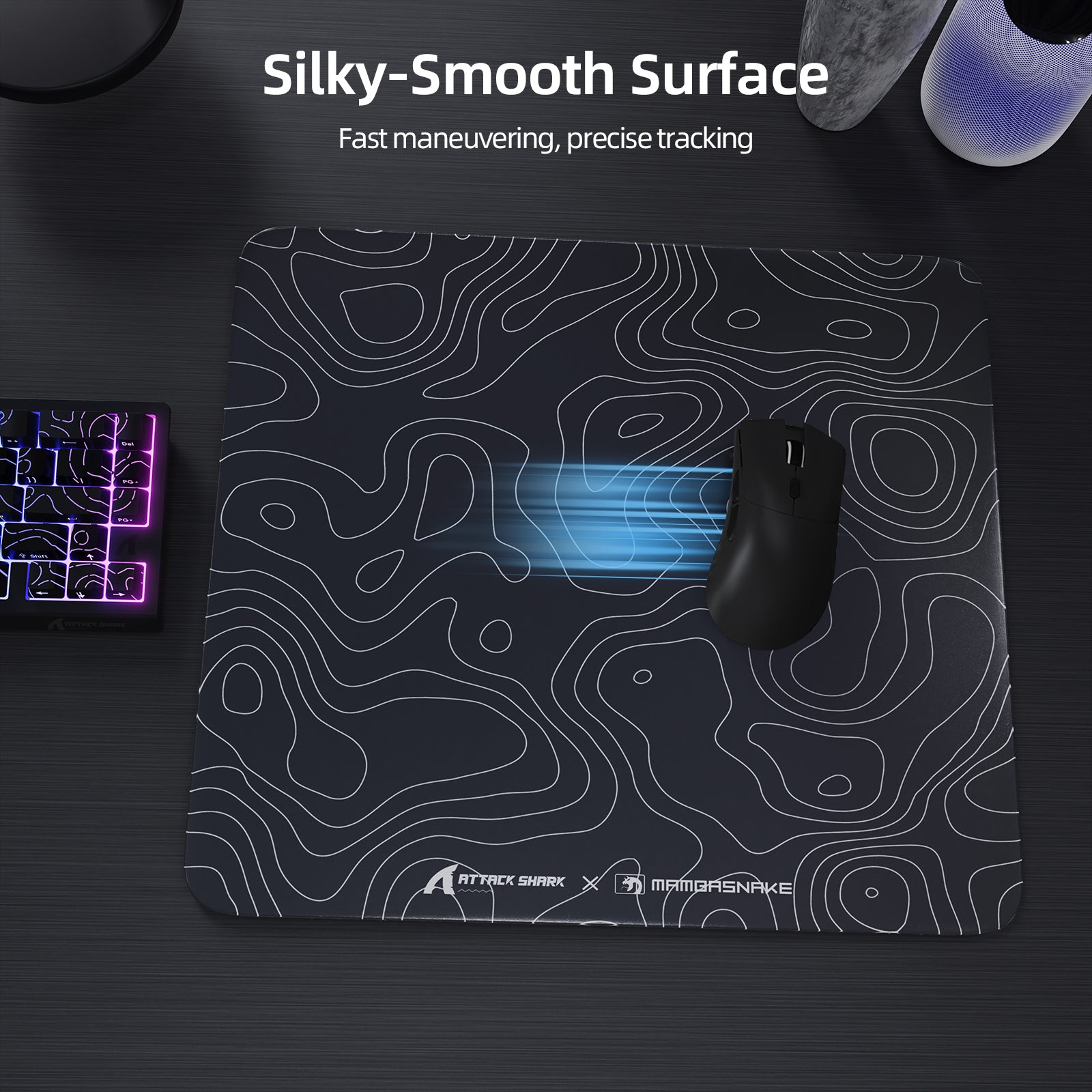 ATTACK SHARK CM05 Gaming Mouse Pad with Black Mouse