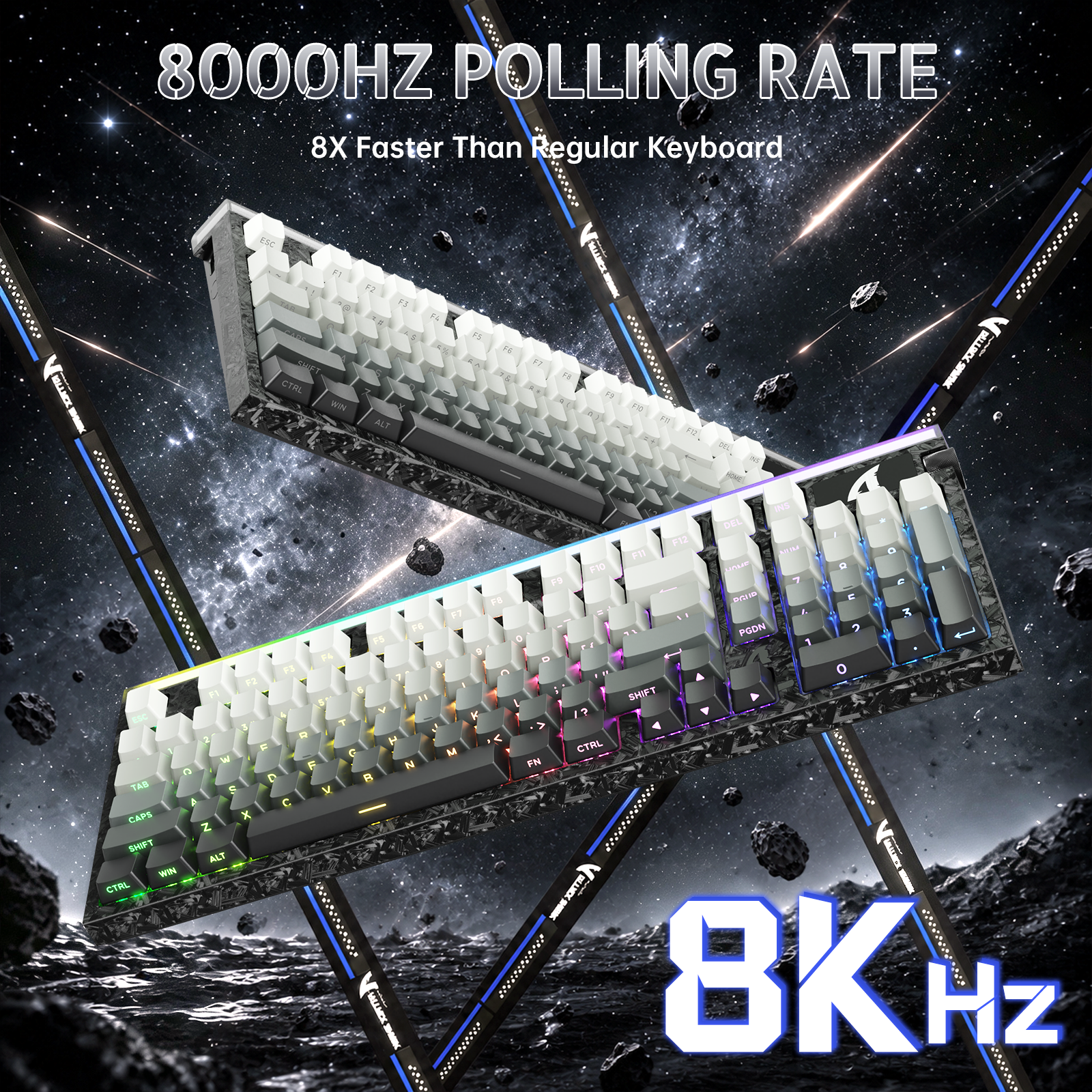 ATTACK SHARK R98 HE Carbon Fiber Wired Rapid Trigger Magnetic Switch Keyboard With C01 Ultra RGB Coiled Cable
