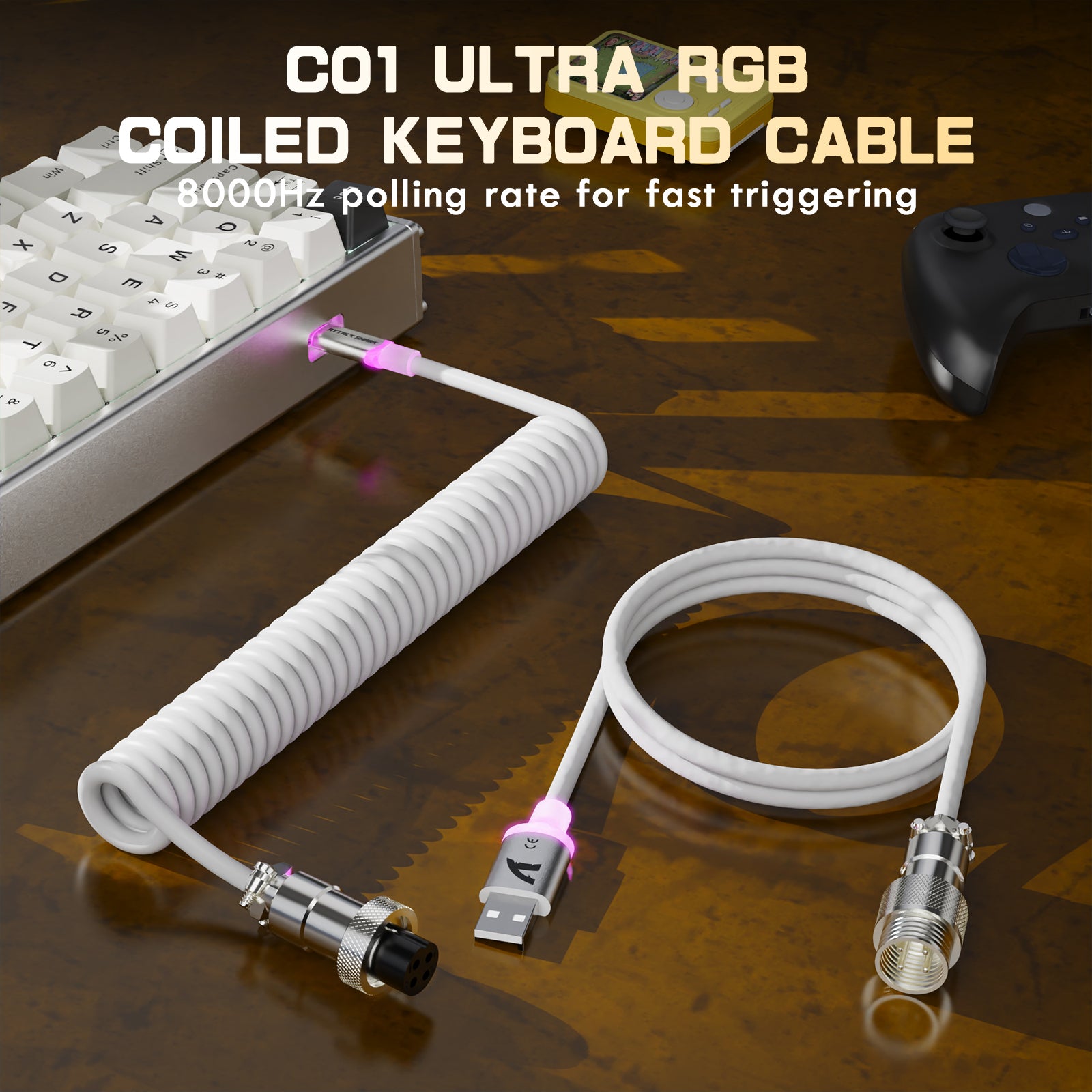 ATTACK SHARK X68MAX HE Rapid Trigger CNC Aluminum Keyboard Magnetic Switch with C01Ultra RGB Coiled Cable