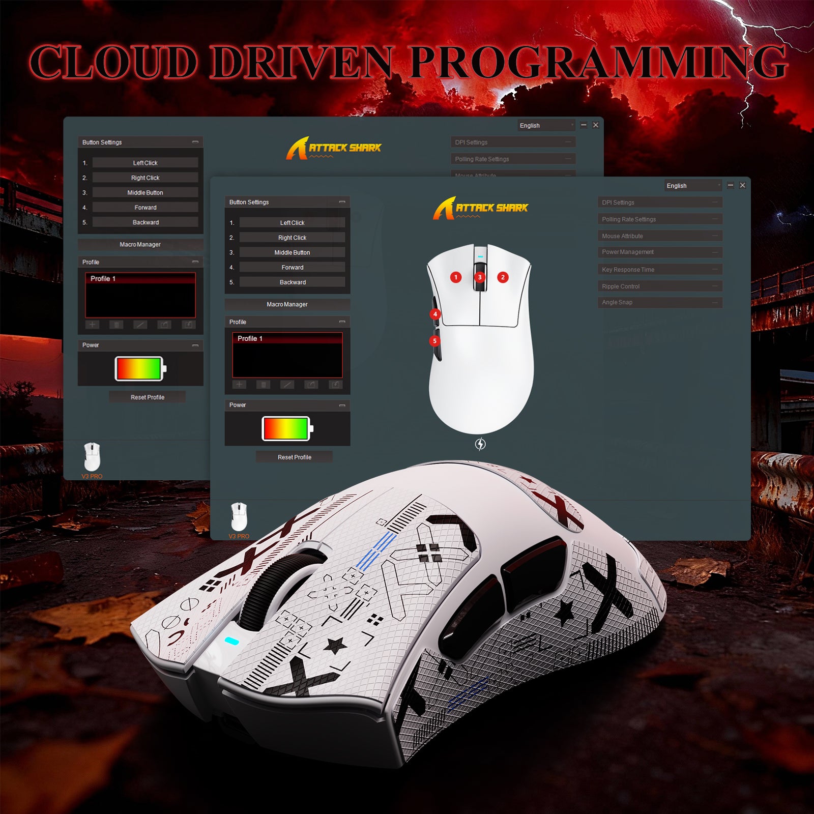 ATTACK SHARK V3PRO Ultra-Light Tri-Mode Gaming Mouse with Charging Dock