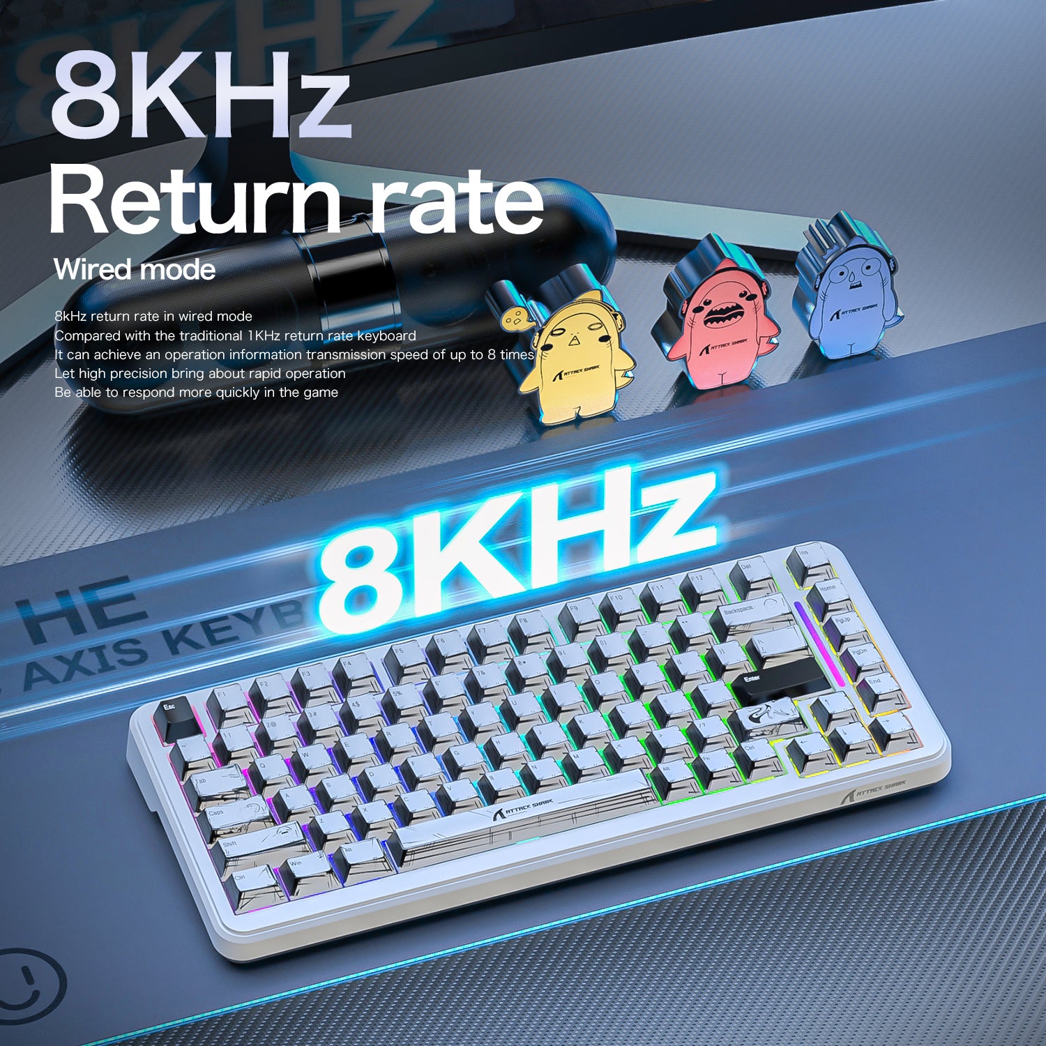 ATTACK SHARK X82PRO HE Magnetic Keyboard With C01Ultra RGB Coiled Cable