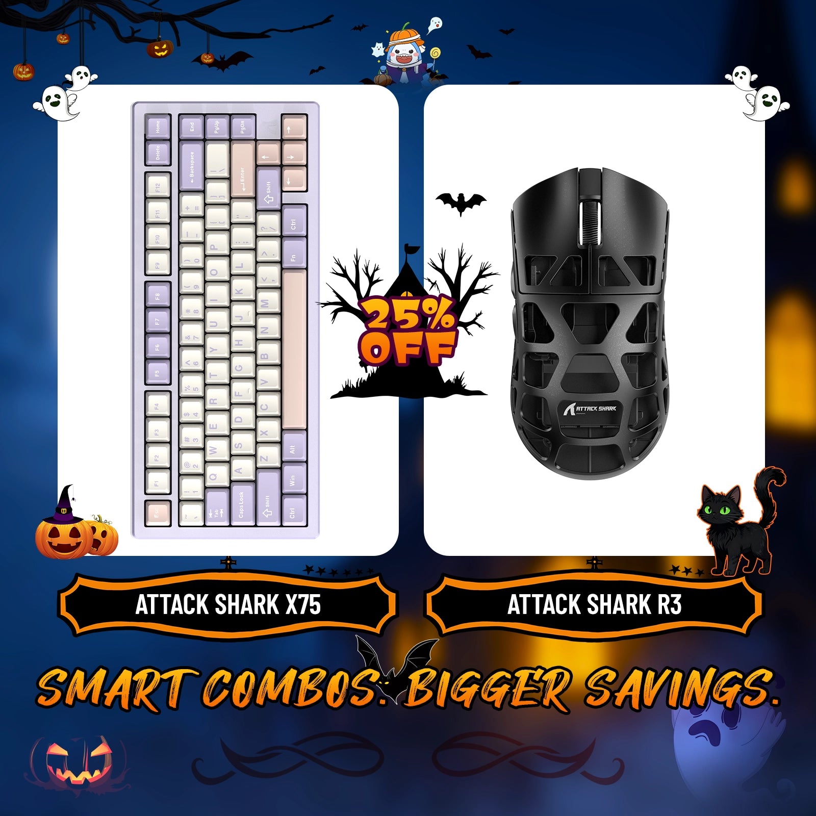 ATTACK SHARK X75 Full Aluminum Keyboard + R3 Magnesium Alloy Gaming Mouse Bundle