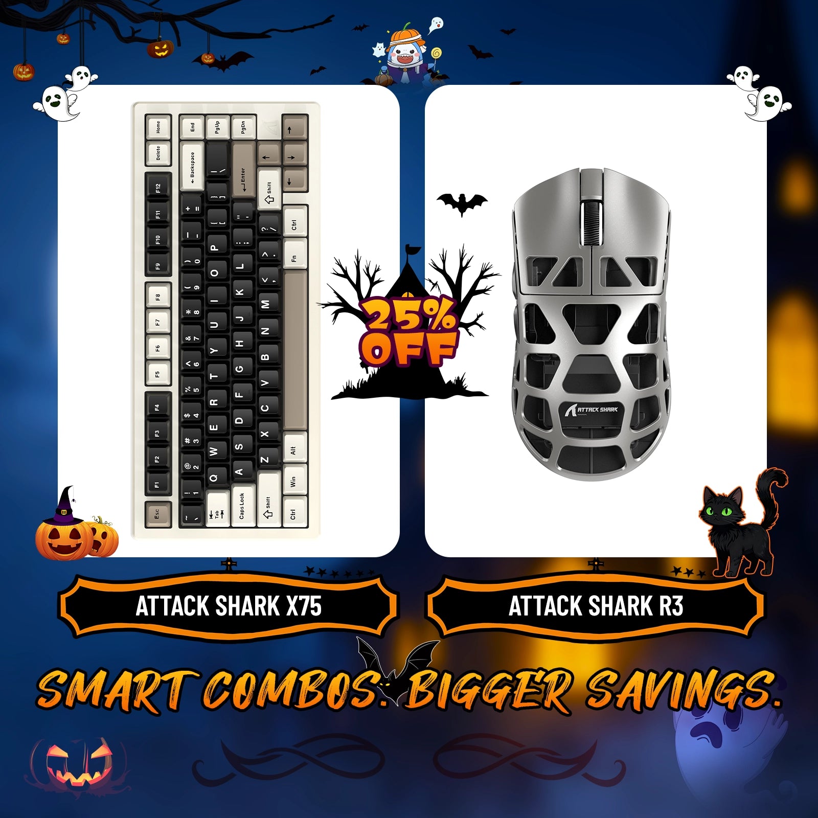 ATTACK SHARK X75 Full Aluminum Keyboard + R3 Magnesium Alloy Gaming Mouse Bundle