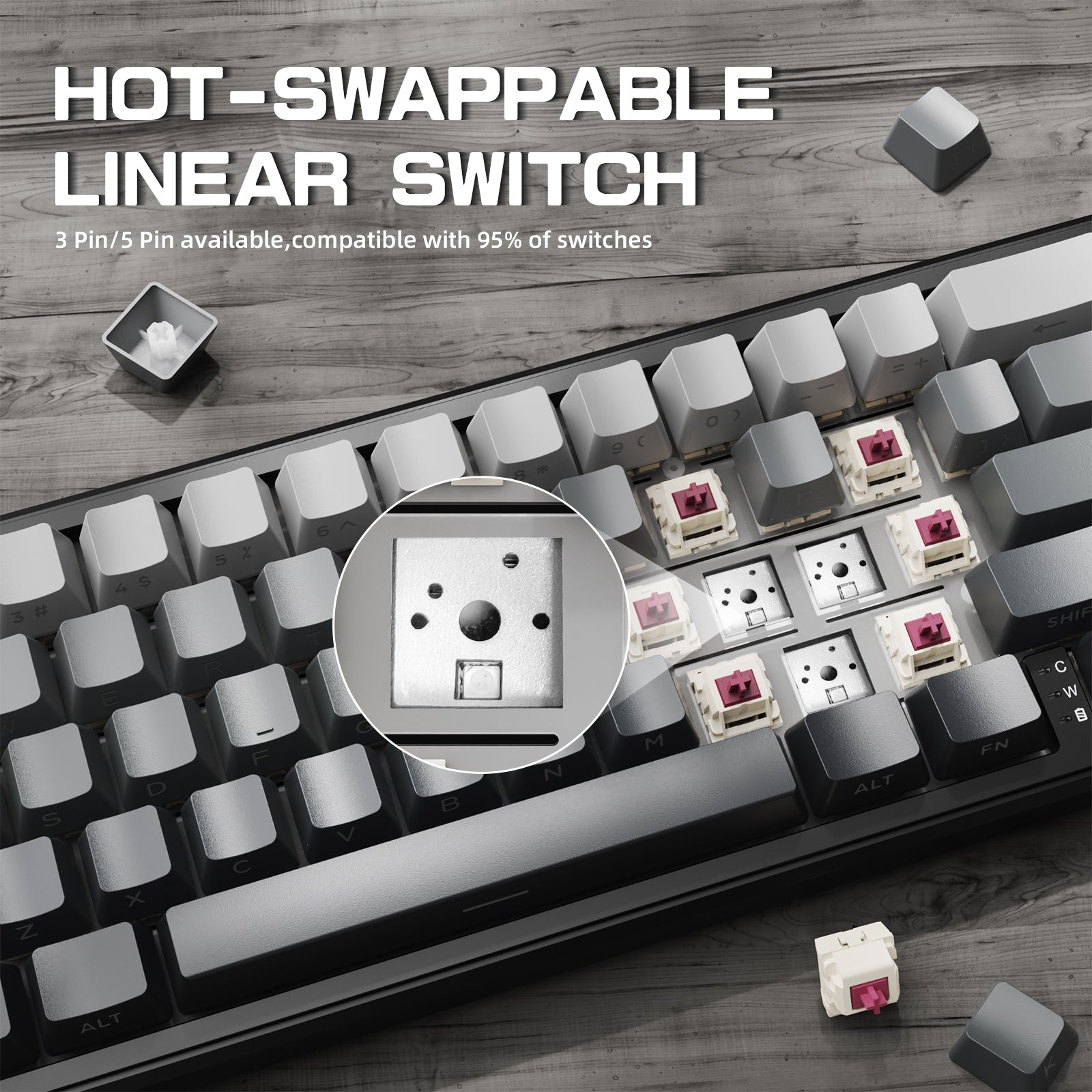 ATTACK SHARK X66 keyboard hot-swappable linear switch