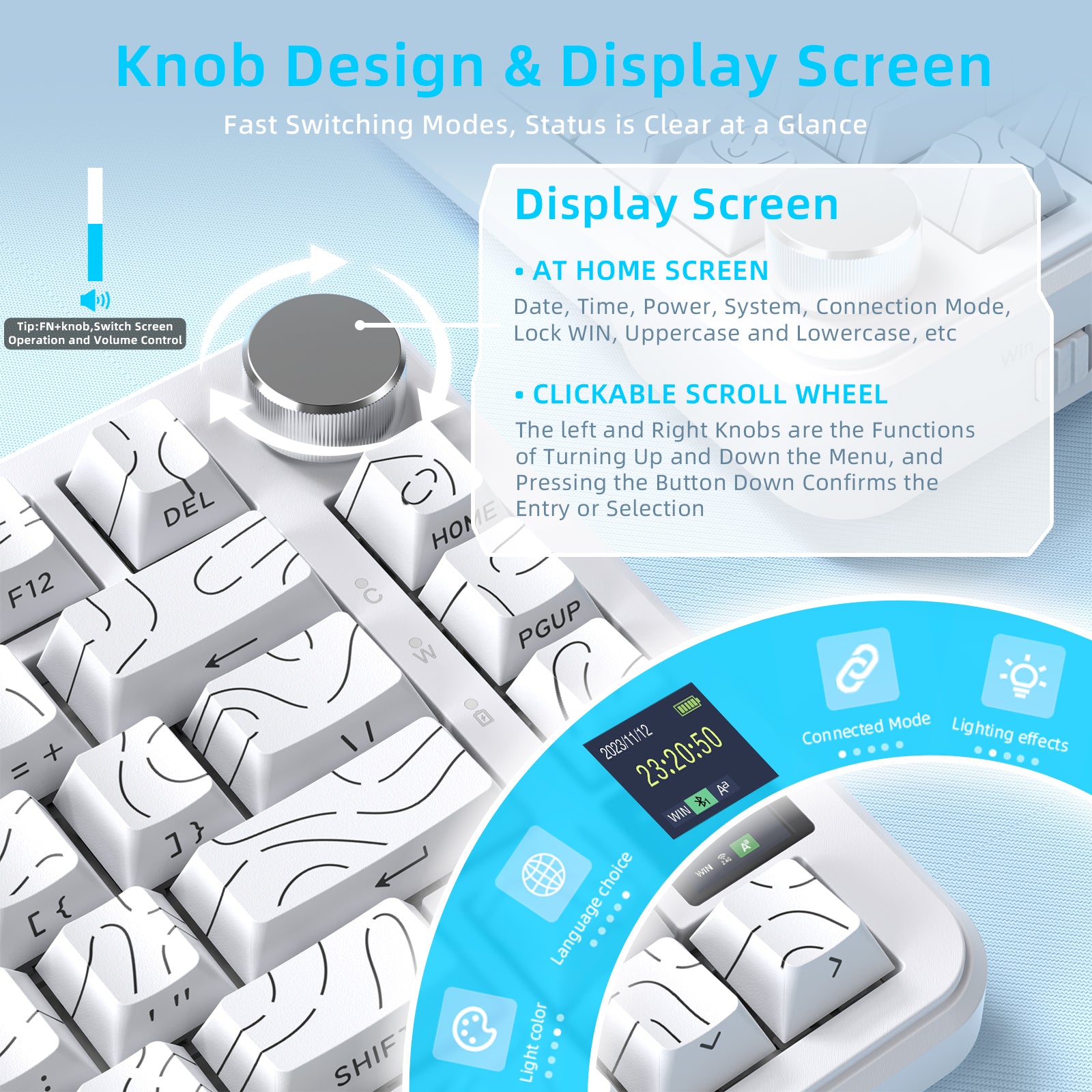 ATTACK SHARK X85PRO mechanical keyboard with knob, display, and function controls