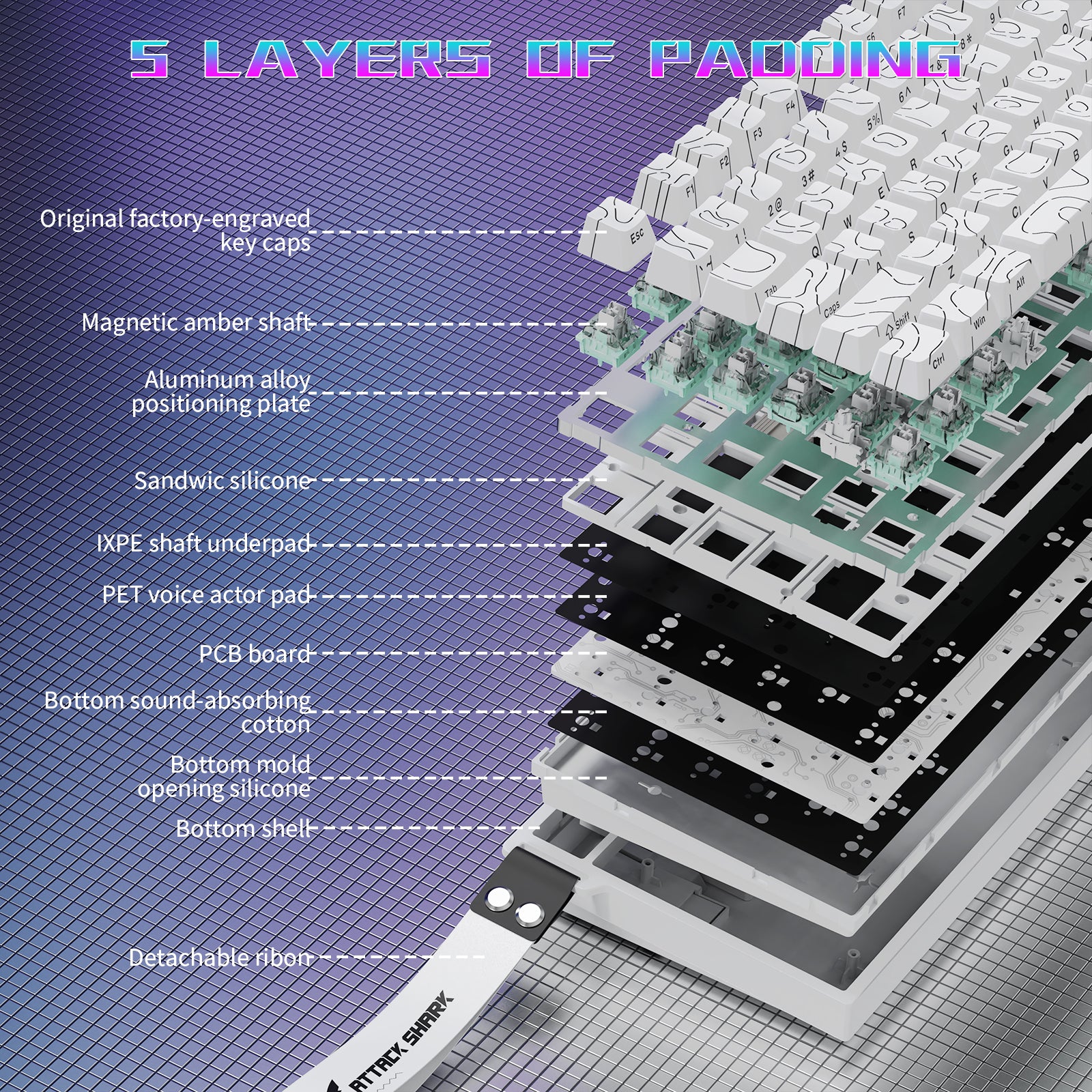 ATTACK SHARK R82 HE Wired 75% Gaming Keyboard with C01ULTRA LED Cable