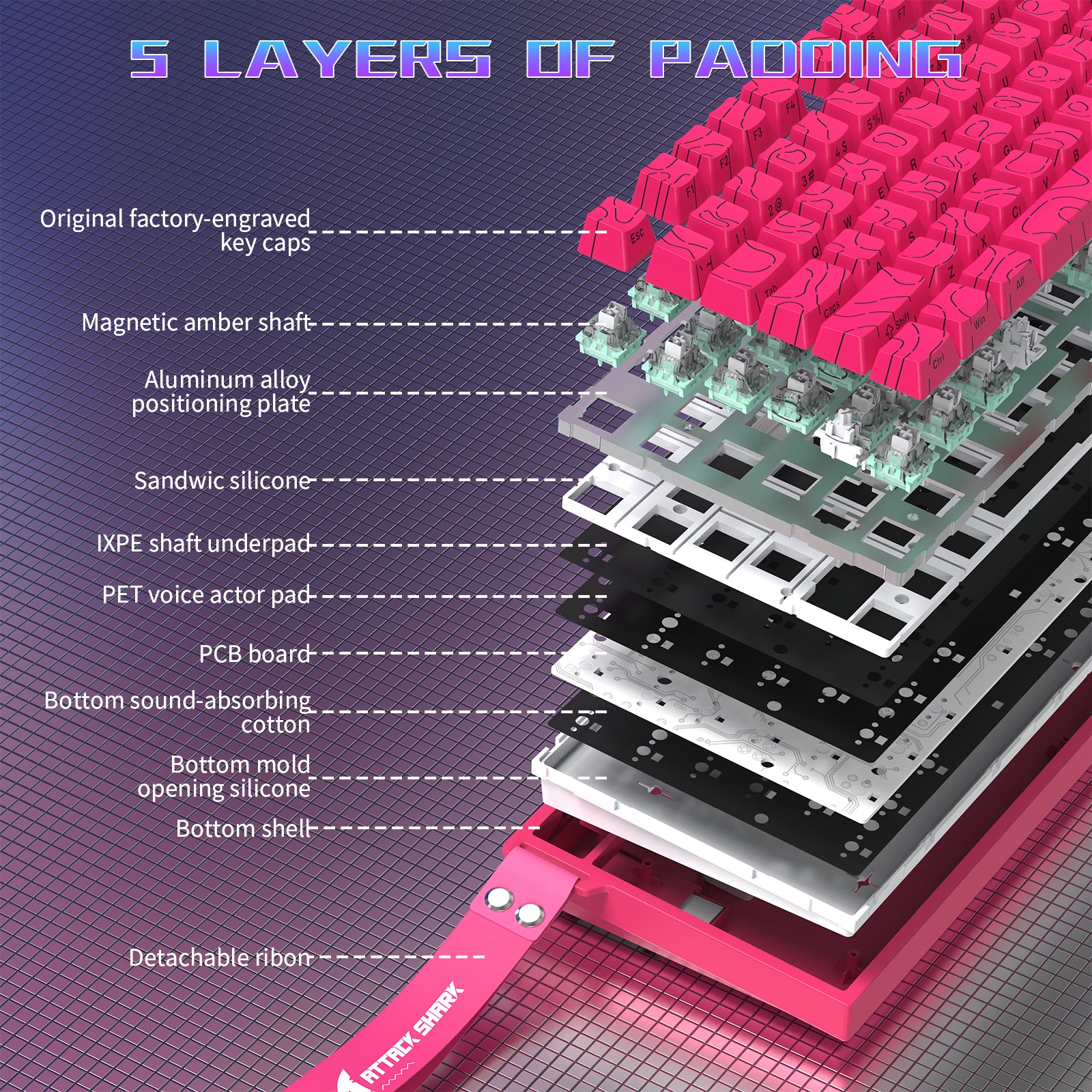 ATTACK SHARK R82 HE Wired 75% Gaming Keyboard with C01ULTRA LED Cable