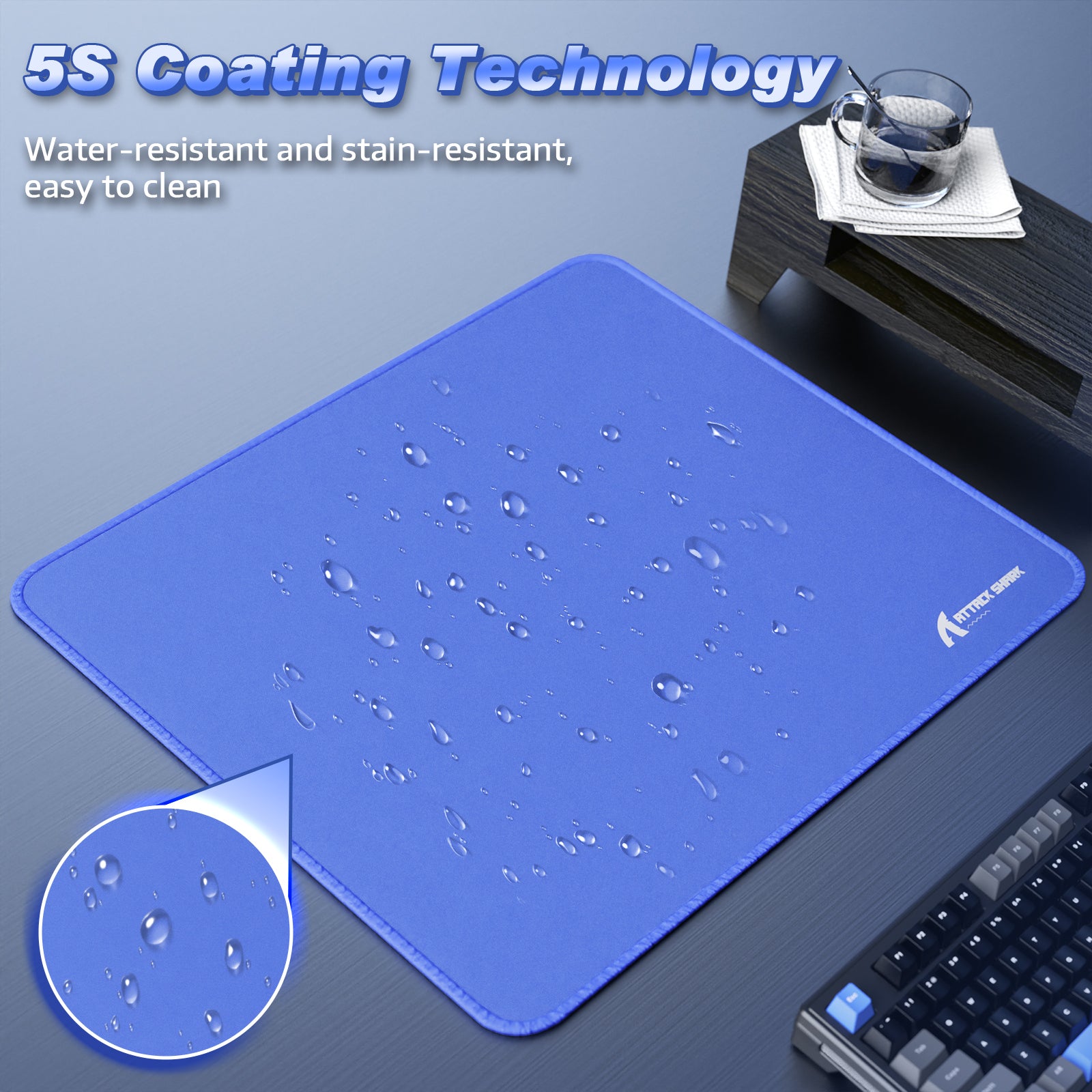 ATTACK SHARK CM02 mousepad, water-resistant and stain-resistant with 5S coating technology, esports accessory