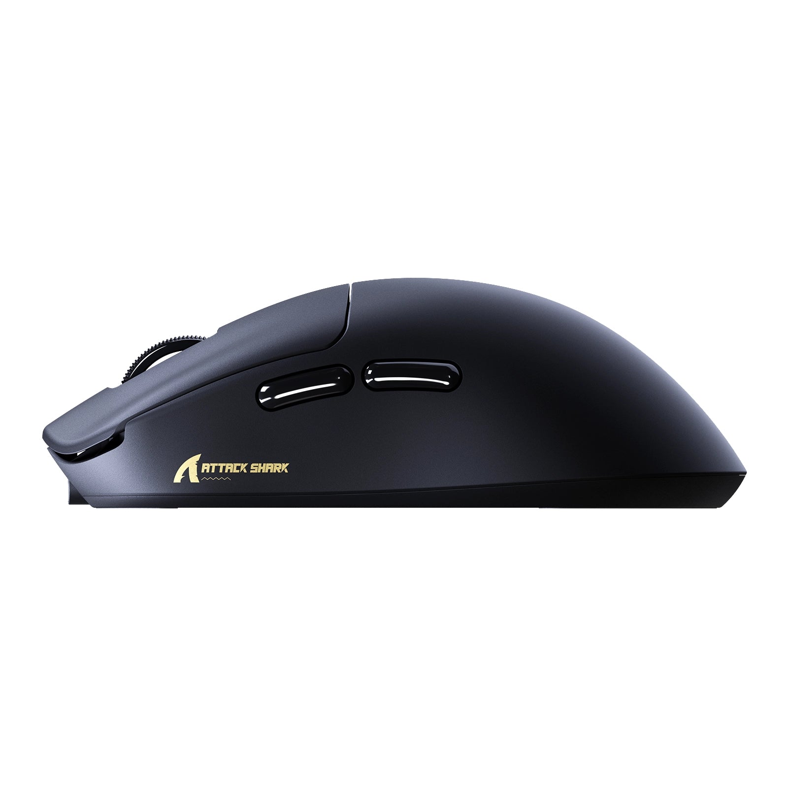 ATTACK SHARK F1 AIR wireless gaming mouse in black side view with side buttons