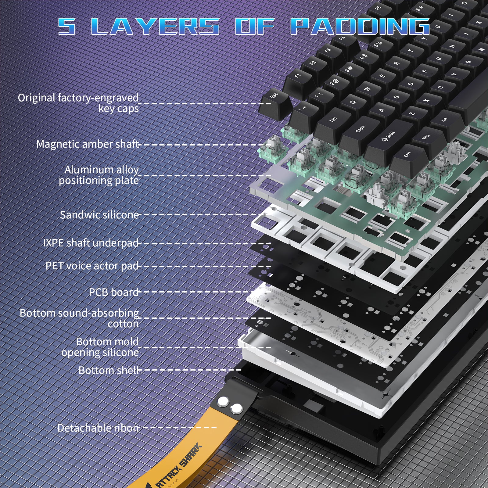 ATTACK SHARK R82 HE Wired 75% Gaming Keyboard with C01ULTRA LED Cable