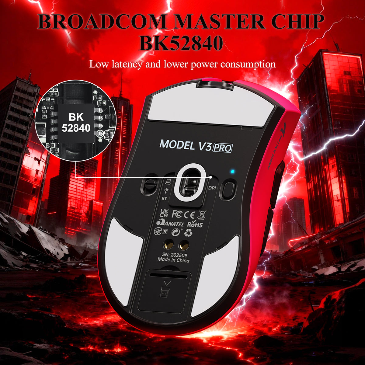ATTACK SHARK V3 PRO Ultra-Light Tri-Mode Gaming Mouse with Charging Dock