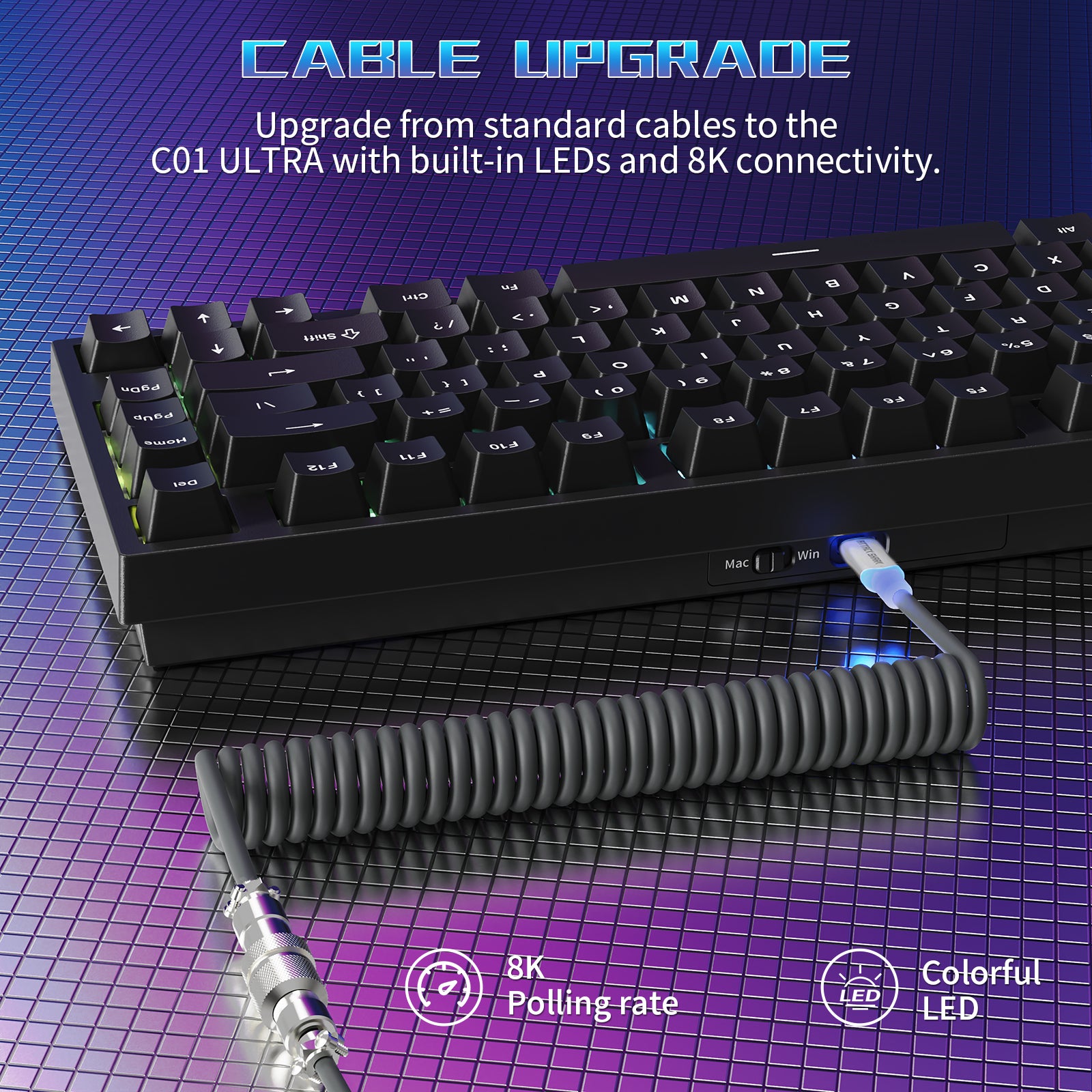 ATTACK SHARK R82 HE Wired 75% Gaming Keyboard with C01ULTRA LED Cable