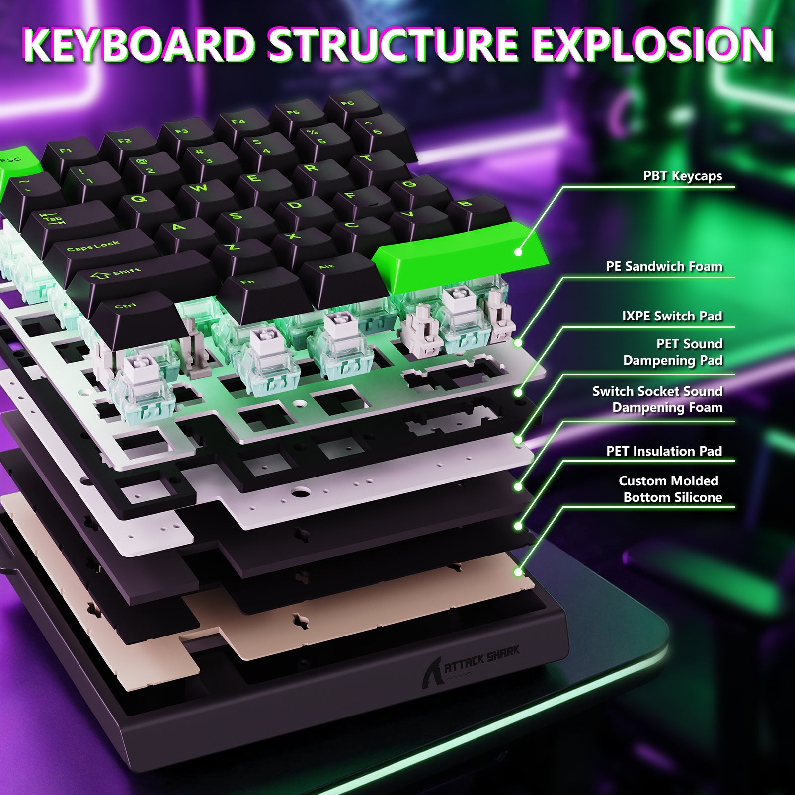 ATTACK SHARK M36 HE One-Handed Magnetic Switch Keyboard & C01 ULTRA LED Aviator Cable