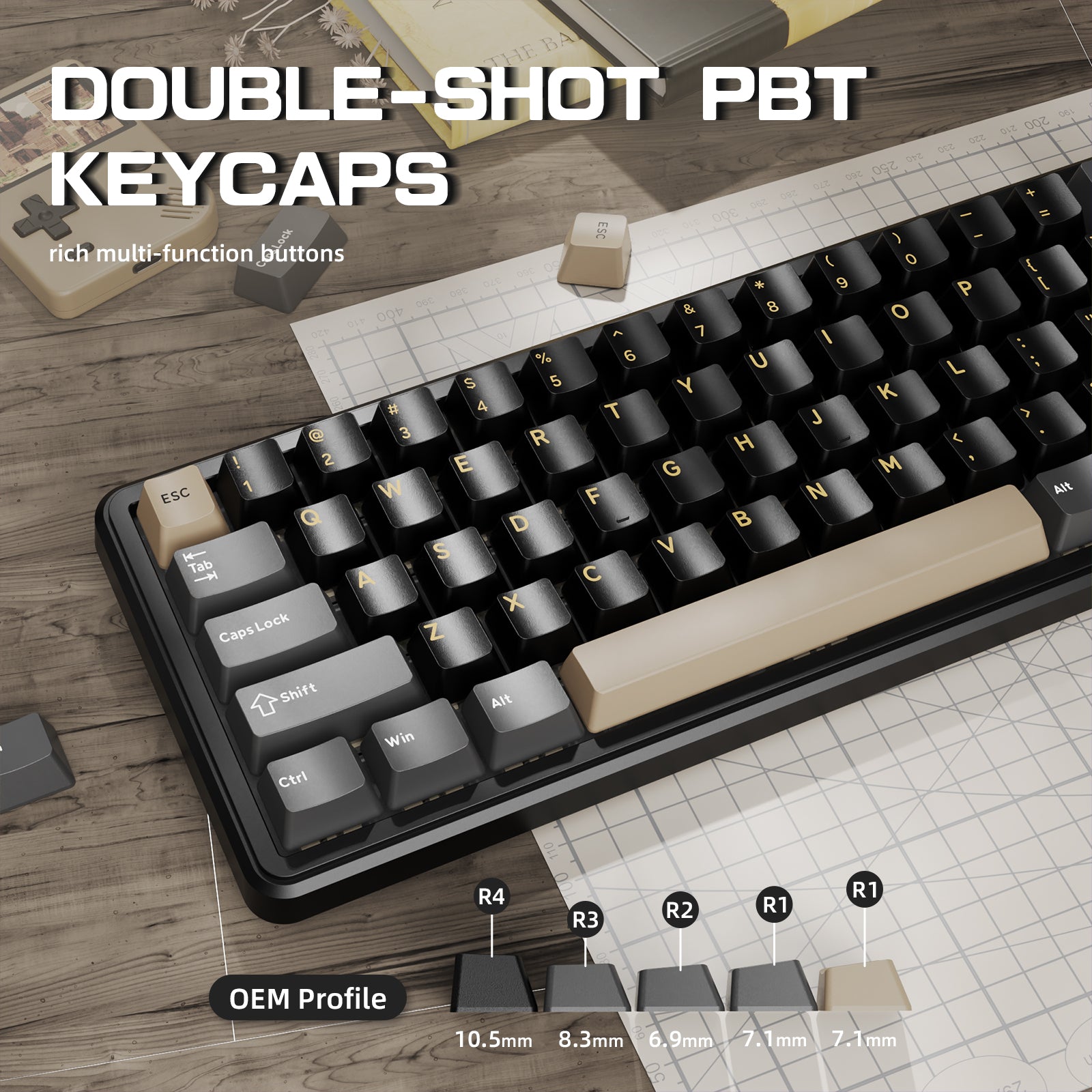 ATTACK SHARK X66 keyboard Double-Shot PBT Keycaps, OEM Profile