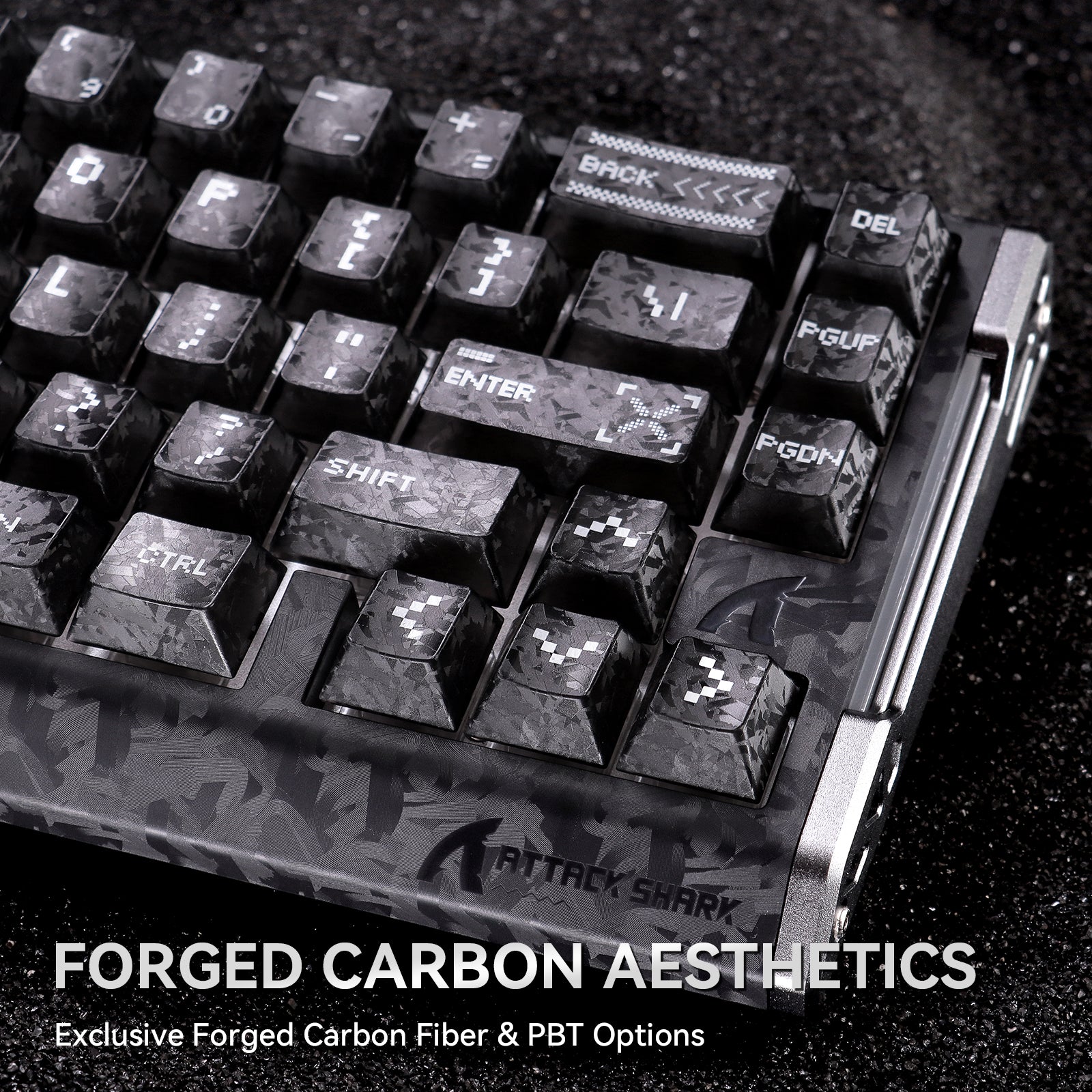 ATTACK SHARK R68 forged carbon fiber gaming keyboard with rapid trigger features.