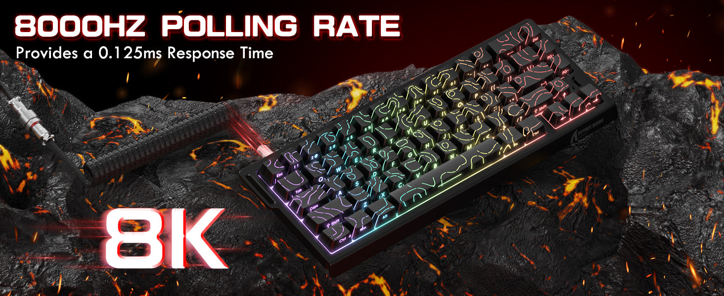 ATTACK SHARK X68 HE Rapid Trigger Keyboard Magnetic Switch with C01PRO Coiled Cable