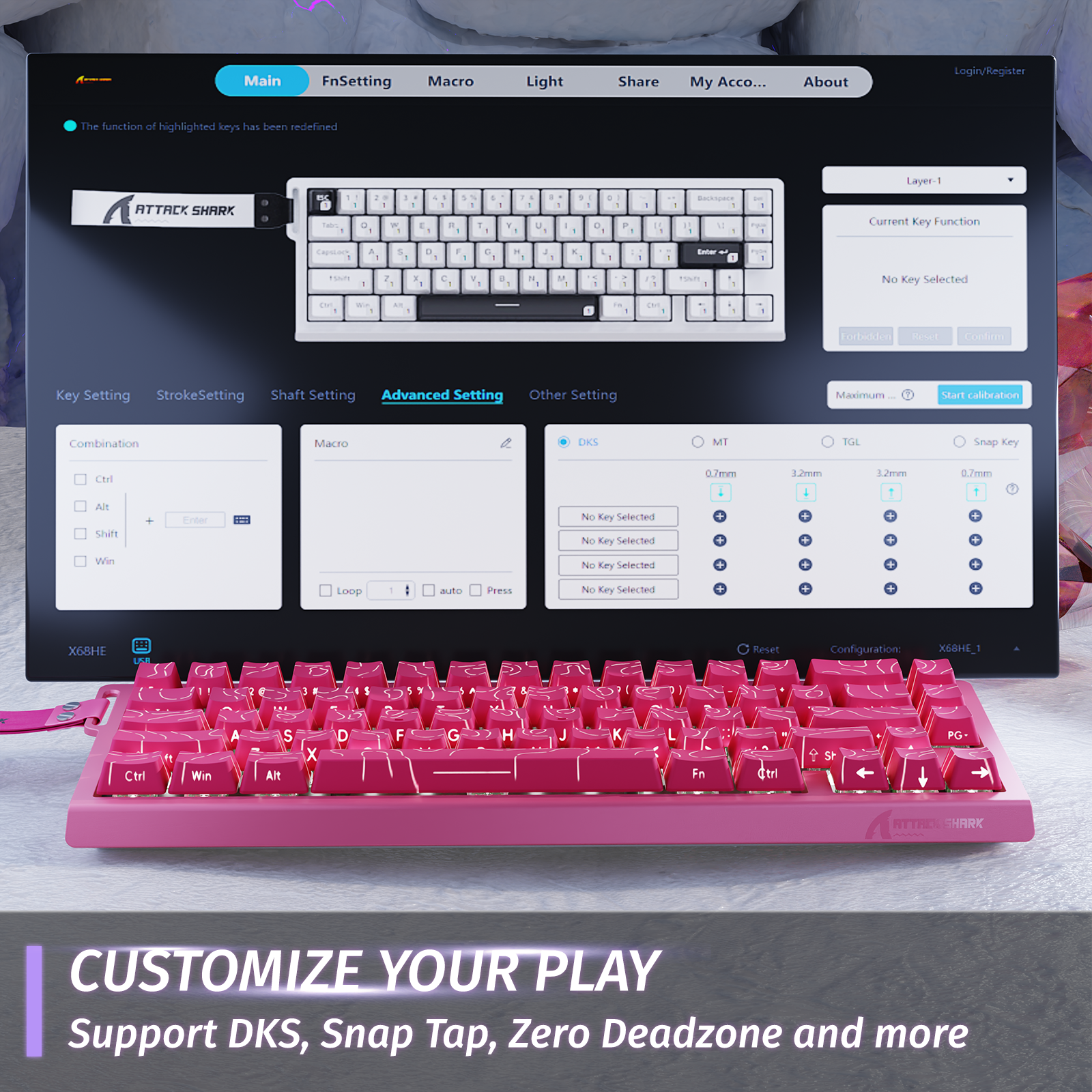 ATTACK SHARK X68 HE Rapid Trigger Keyboard Magnetic Switch